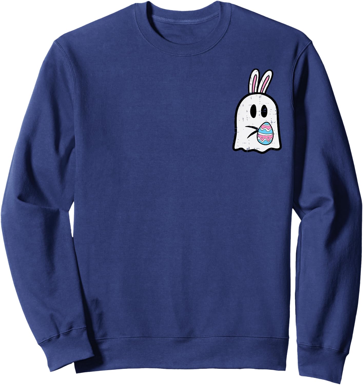 Easter Ghost Bunny Egg Pocket Funny Rabbit Women Kids Men Sweatshirt - Sweatshirt | Navy