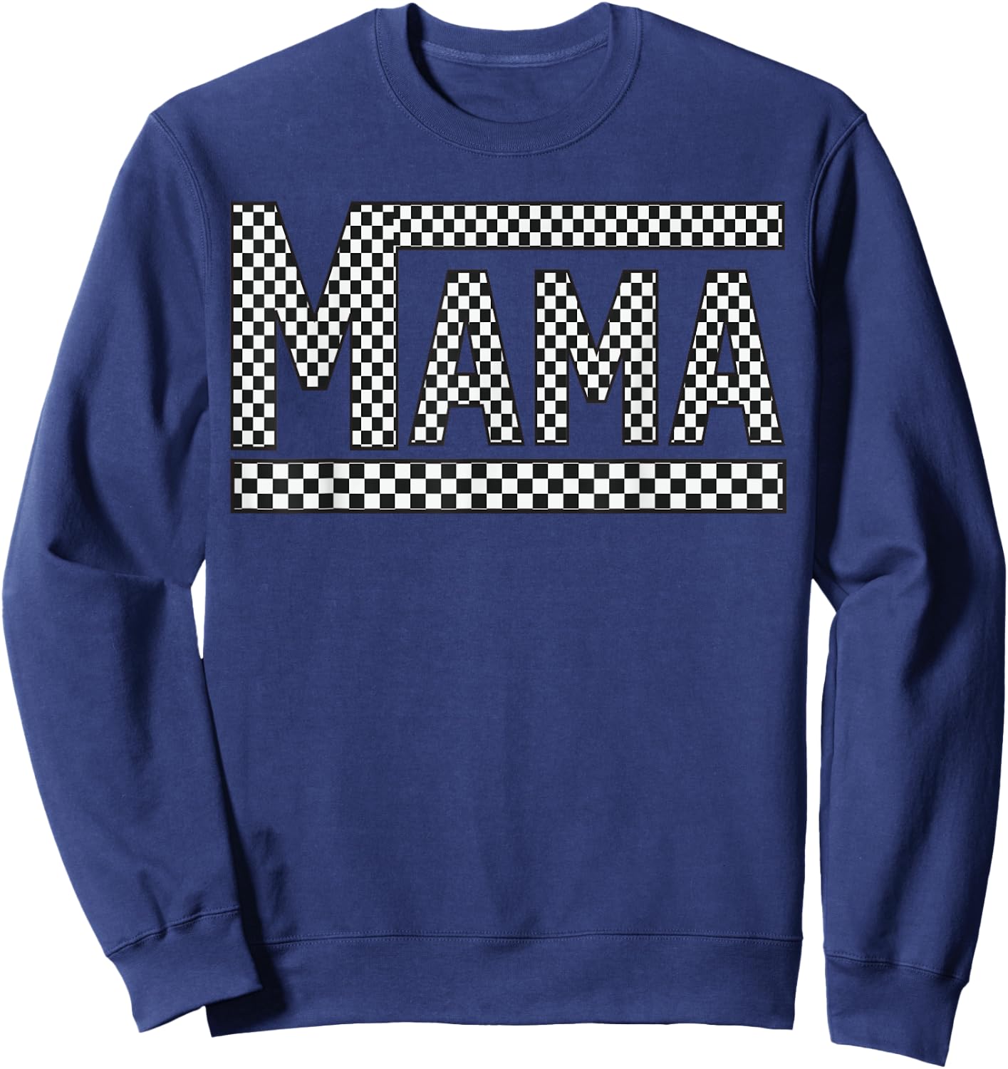 MAMA Checkered Mother Mom Women Racing Pit Crew Funny Sweatshirt - Sweatshirt | Navy