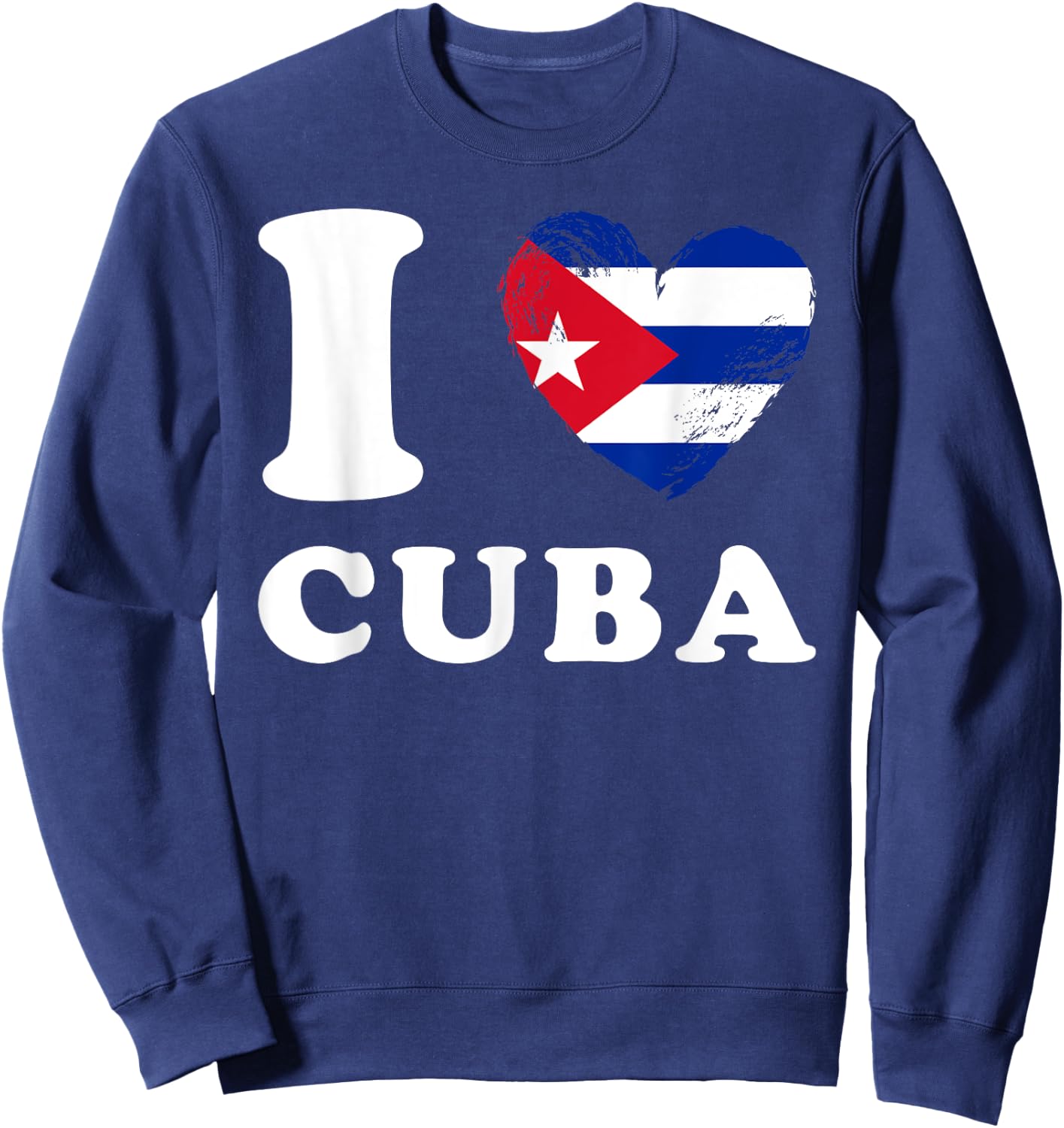 I Love Cuba - Heart Flag Cuba Sweatshirt - Sweatshirt | Navy