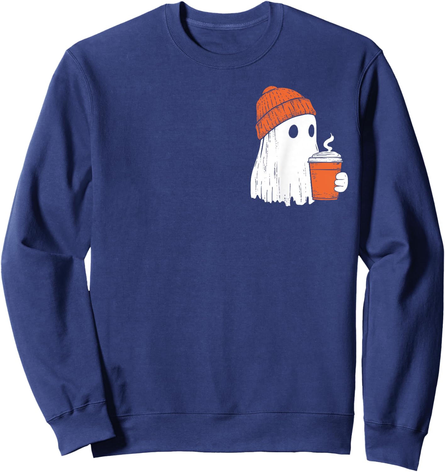 Ghost Drinking Coffee Funny Halloween Costume Coffee Lover Sweatshirt - Sweatshirt | Navy