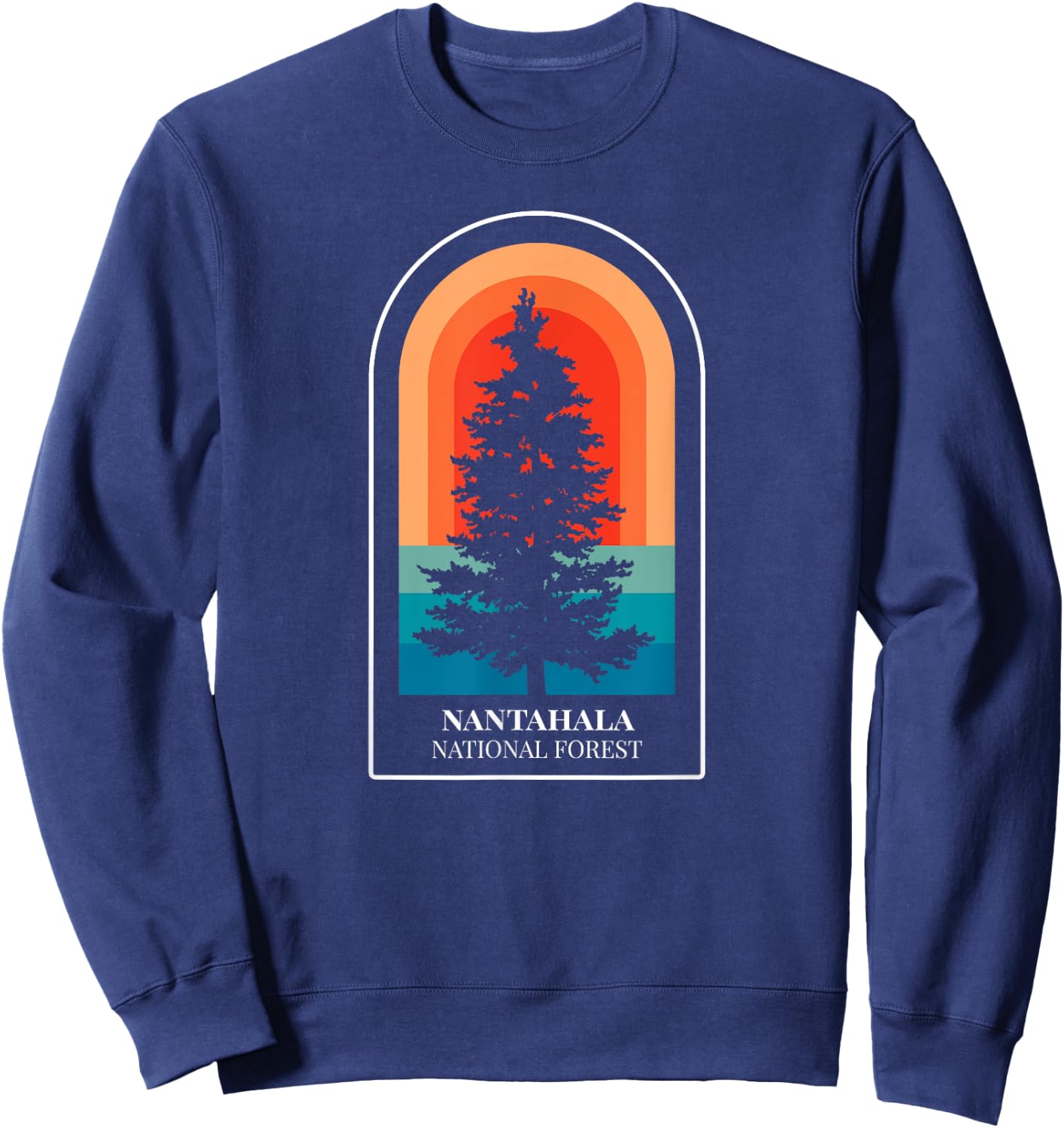 Retro Nantahala National Forest North Carolina Hiking Sweatshirt - Sweatshirt | Navy