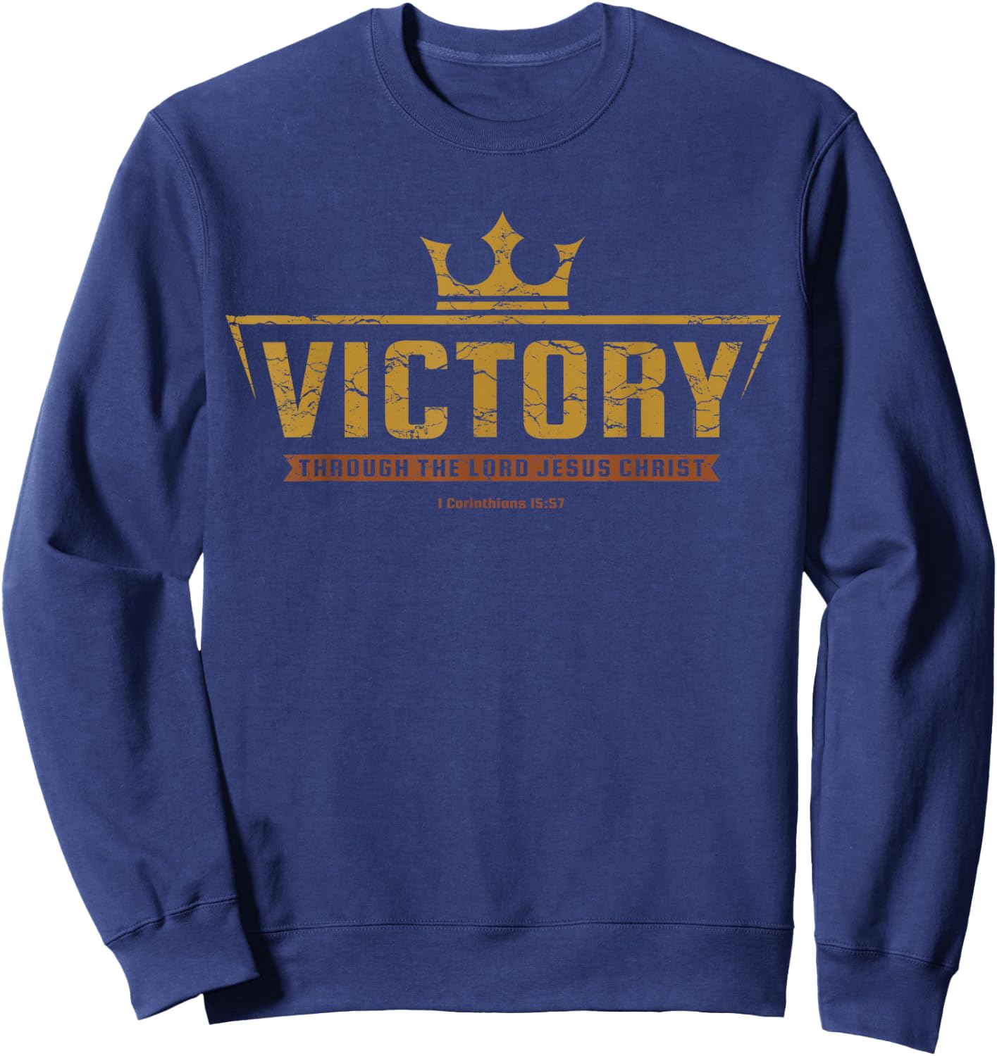 Christian T Shirt Men Kids Teens Victory In Jesus Sweatshirt - Sweatshirt | Navy