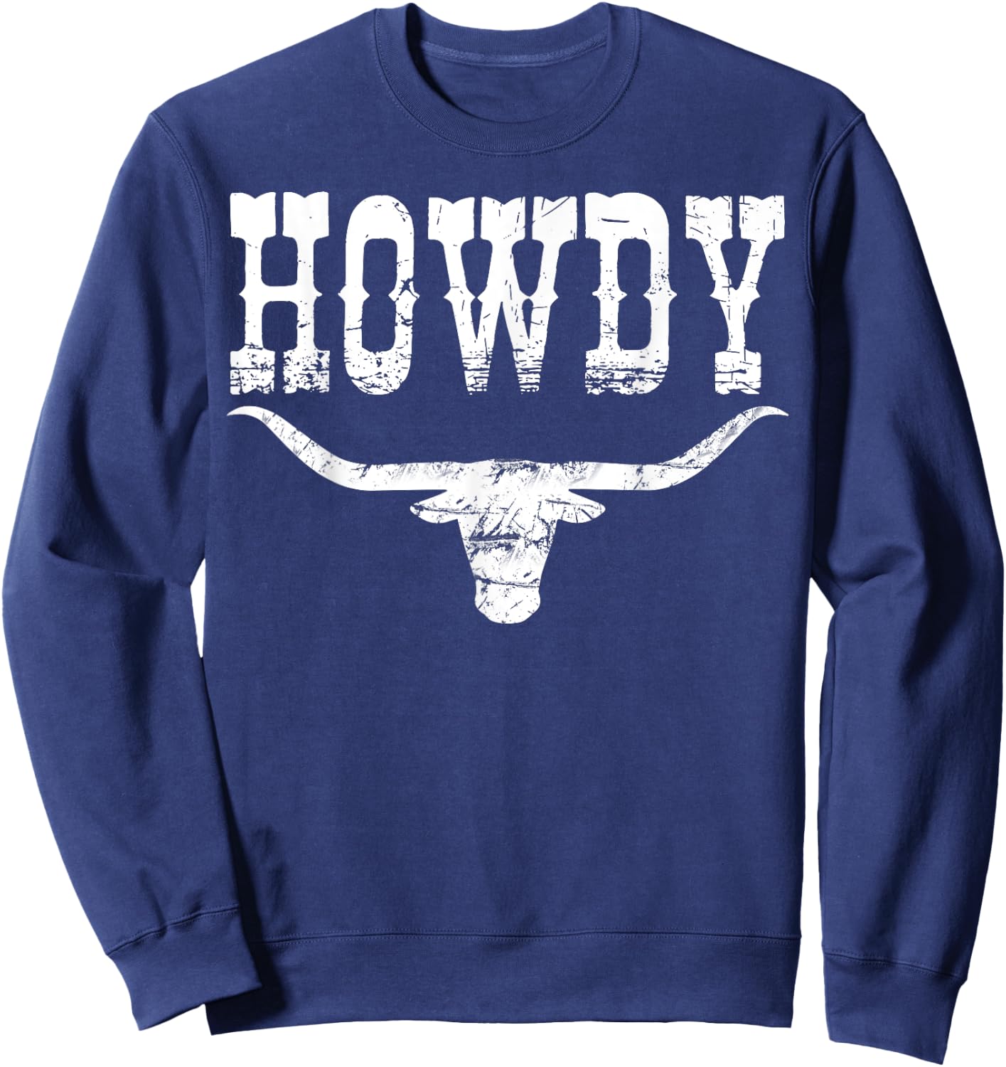 Funny Country Howdy Rodeo Graphic Women Men Cow Skull Sweatshirt - Sweatshirt | Navy
