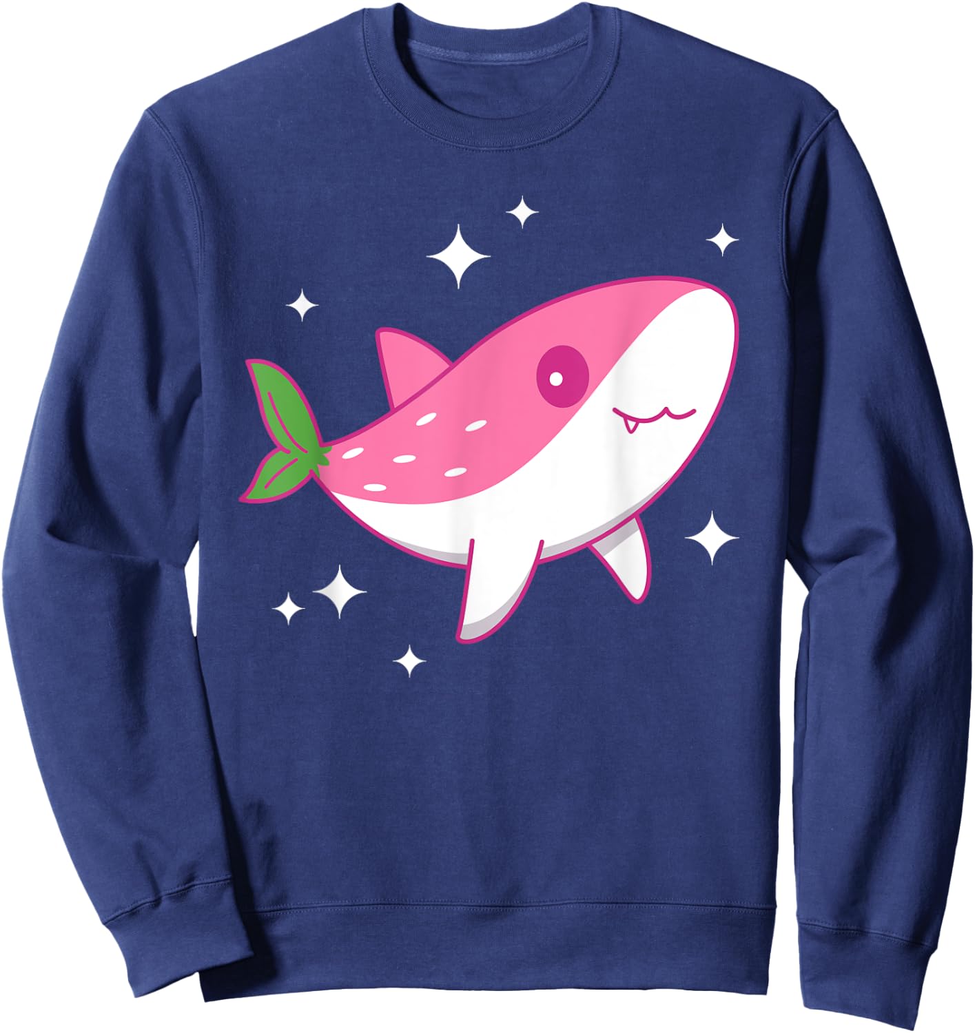 Cute Kawaii Strawberry Shark - Funny Anime Shark Sweatshirt - Sweatshirt | Navy