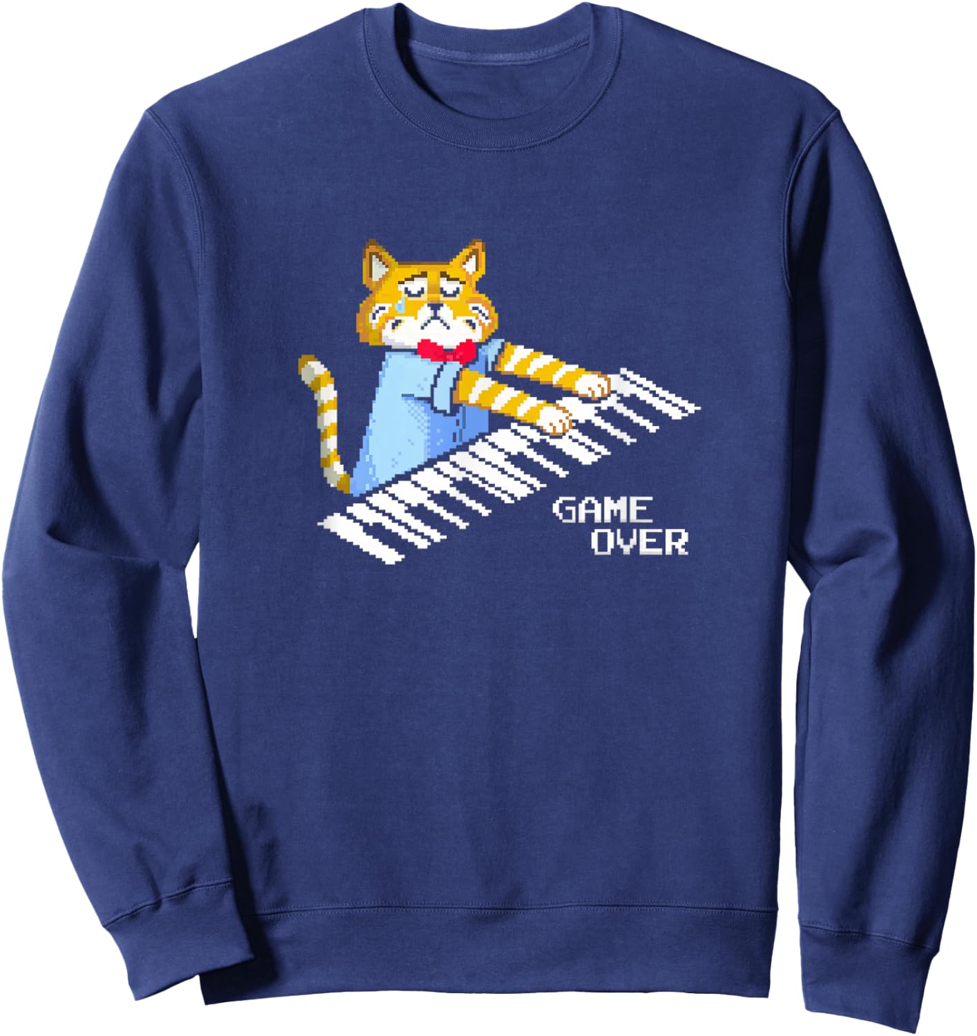 Sad Cat playing keyboard Game Over Women Sweatshirt - Sweatshirt | Navy