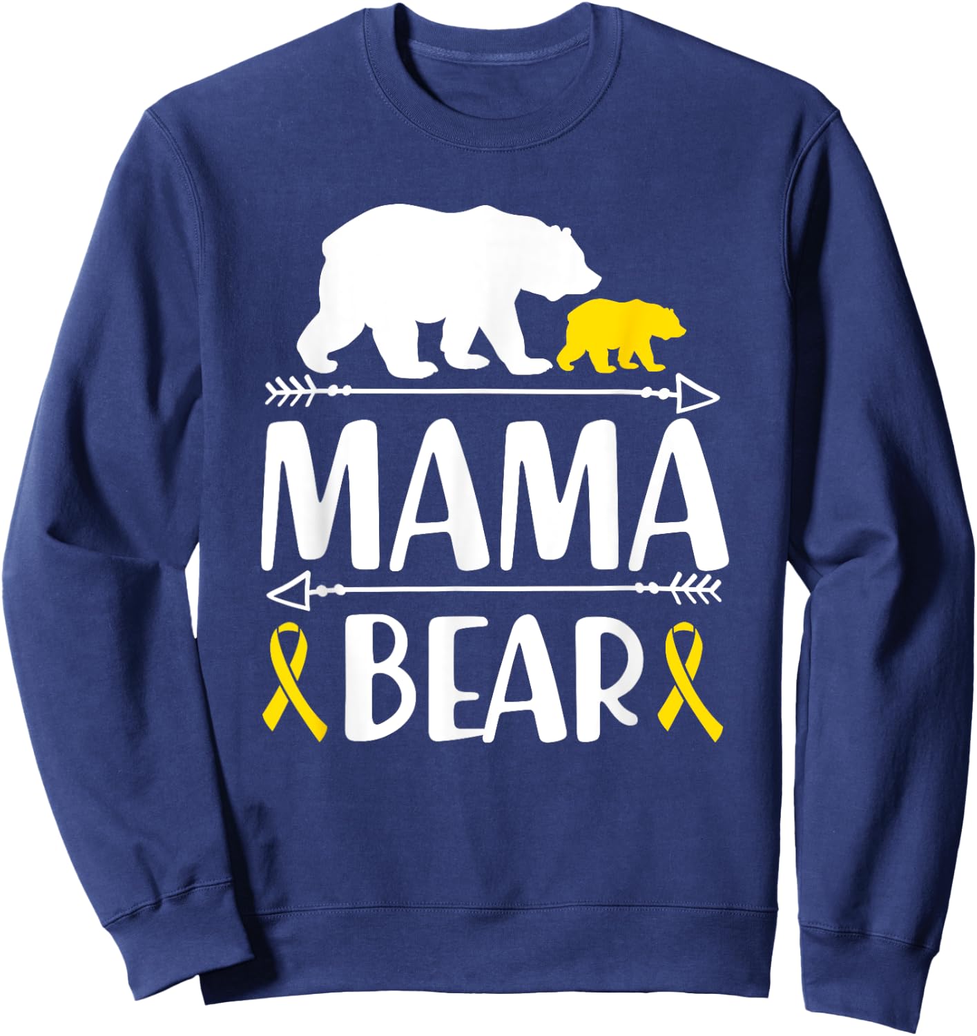 Mama Bear Childhood Cancer Awareness Mom Of A Warrior Sweatshirt - Sweatshirt | Navy