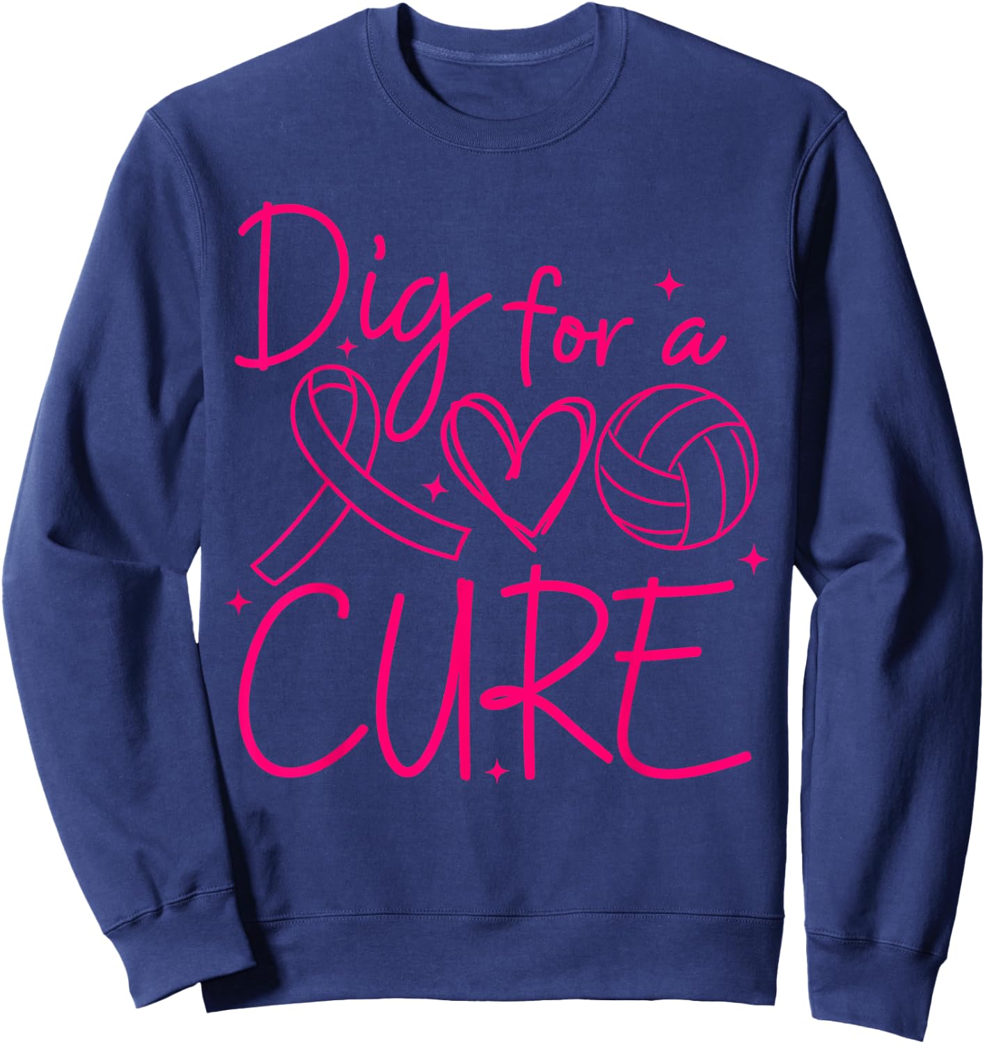 Dig For A Cure Breast Cancer Awareness Volleyball Pink Sweatshirt - Sweatshirt | Navy