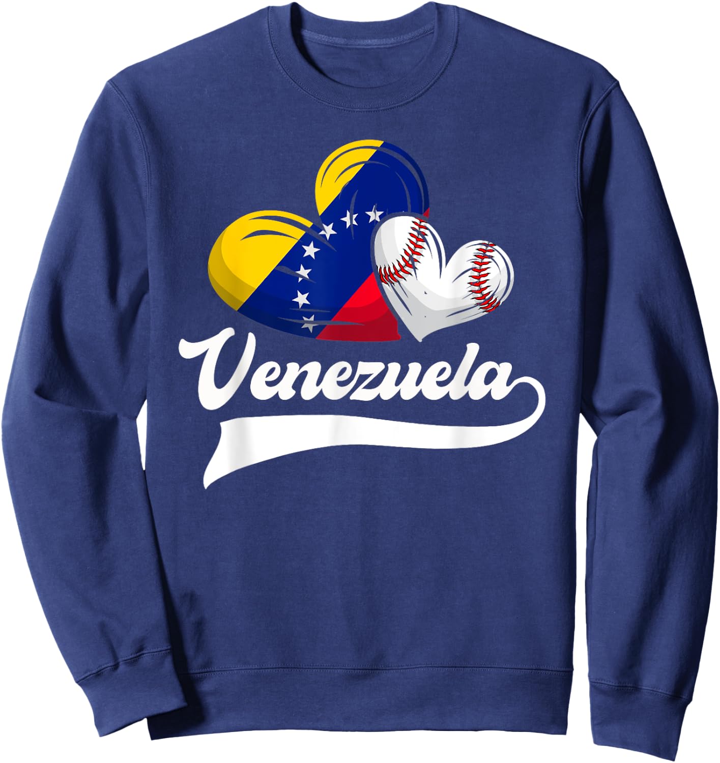 Venezuelan Baseball Player Venezuela Flag Heart Baseball Sweatshirt - Sweatshirt | Navy