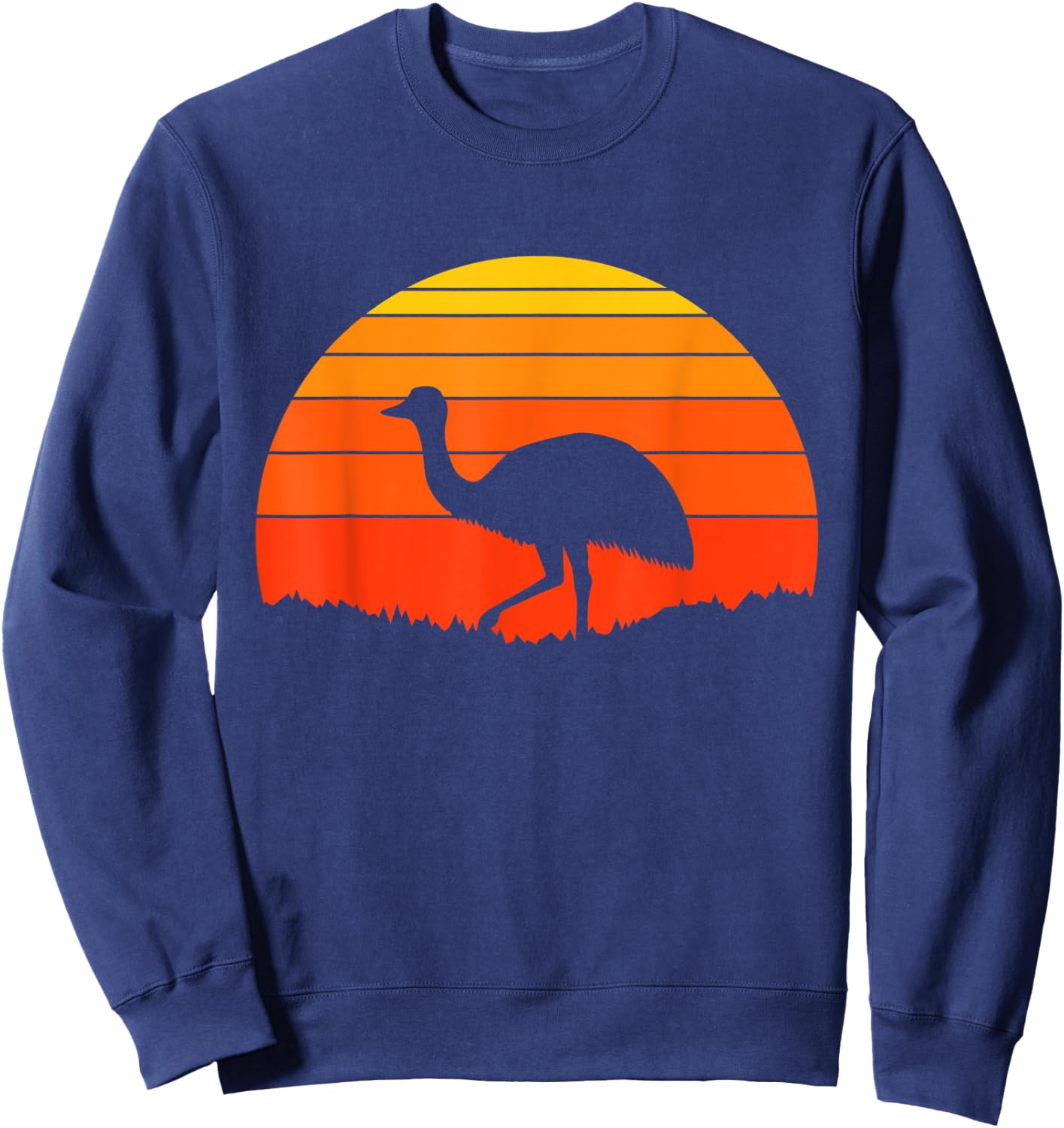 Emu Retro Sunset Nature Wildlife Animal Lover Sweatshirt - Sweatshirt | Navy