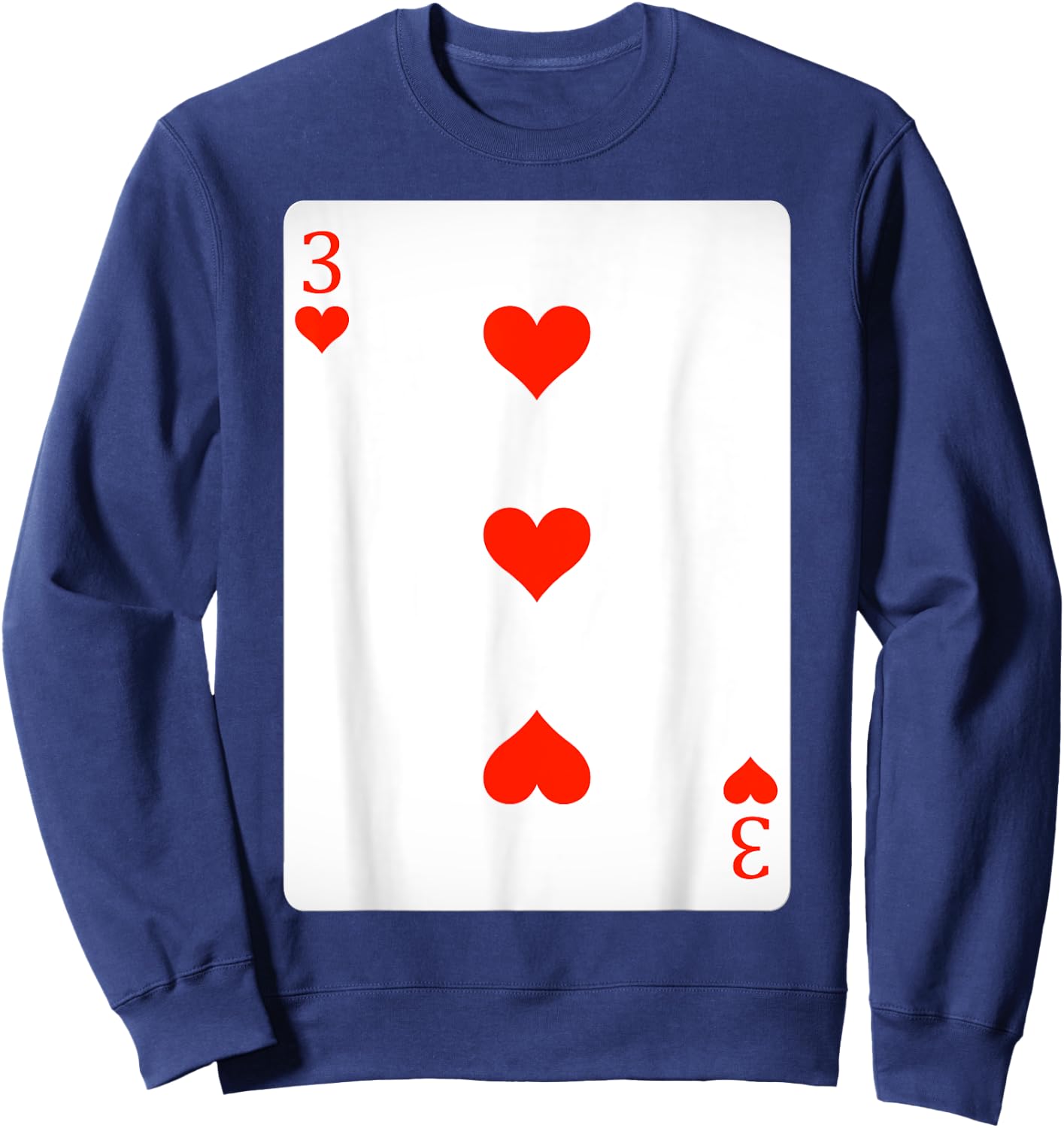 3 Three Of Hearts Playing Cards Shirt Easy Halloween Costume Sweatshirt - Sweatshirt | Navy