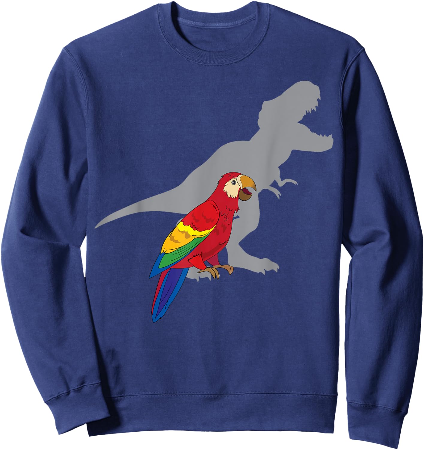 Cute African Parrot Gifts For Bird Lovers Women T-Rex Screaming with Macaw Parrot Adult Black Short Sleeve Classic Fit Cotton 65% Polyester 35% Sweatshirt - Sweatshirt | Navy