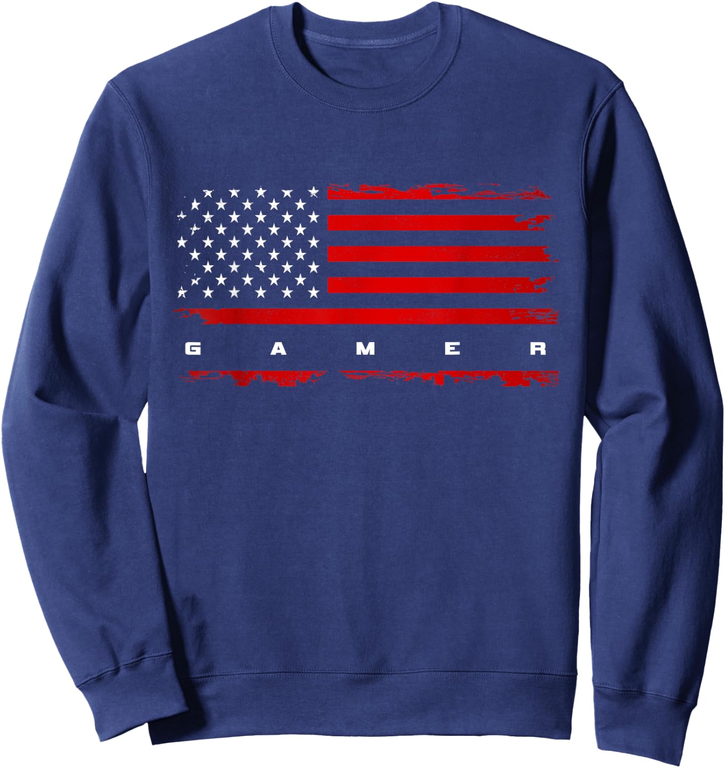 American Flag Gamer Gaming Video Game Sweatshirt - Sweatshirt | Navy