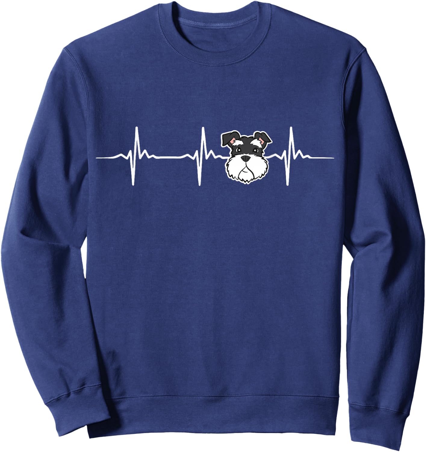 Schnauzer Dog Heartbeat Cute Schnauzer Dog Sweatshirt - Sweatshirt | Navy
