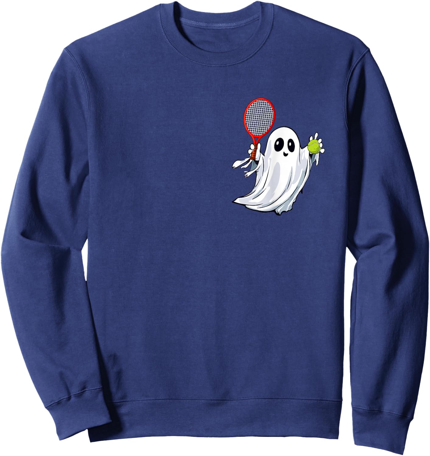 Boo Ghost Playing Tennis Halloween Costume Player Kids Sweatshirt - Sweatshirt | Navy