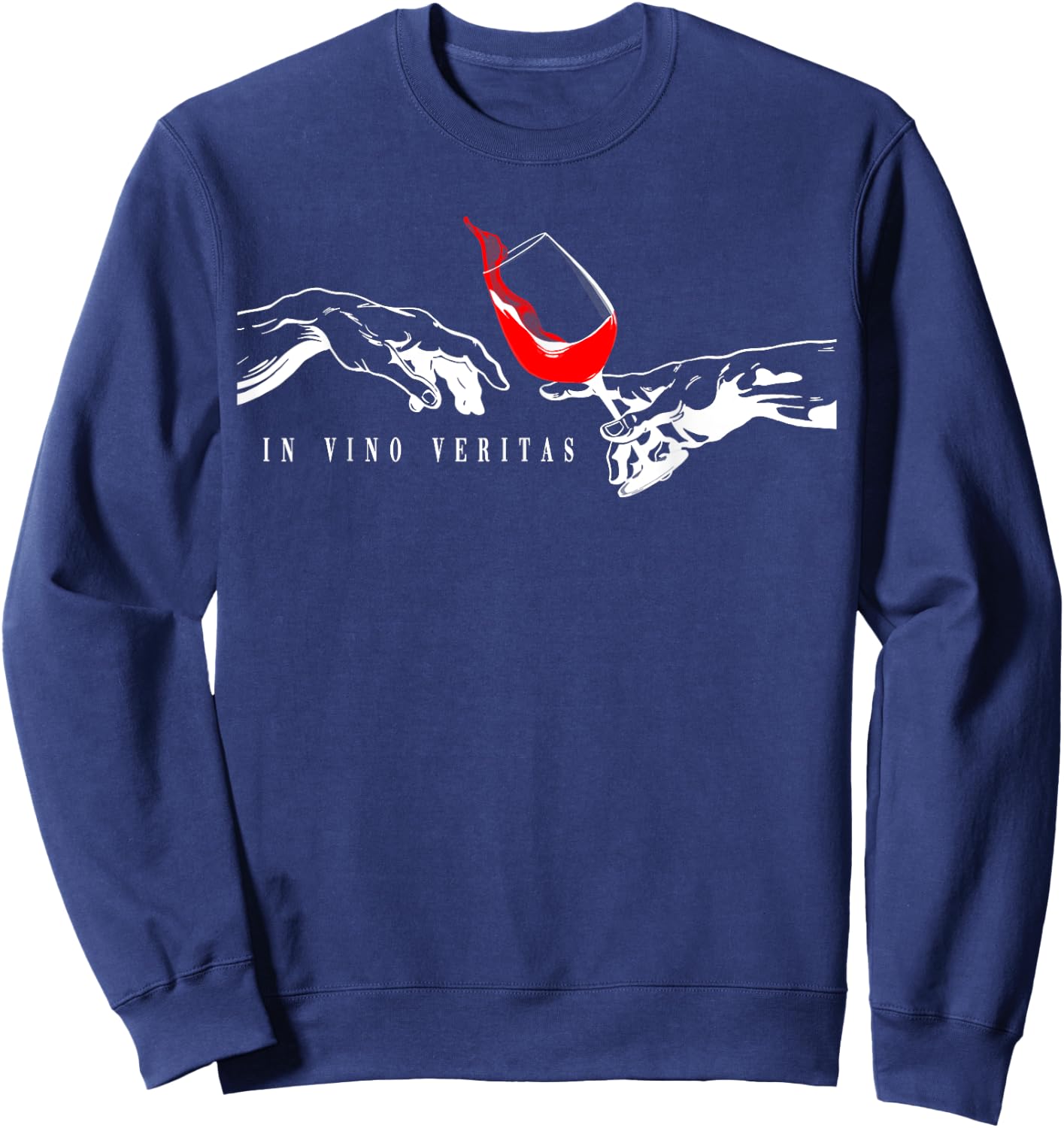 IN VINO VERITAS Creation of Adam Vino Digga Red Wine Sweatshirt - Sweatshirt | Navy