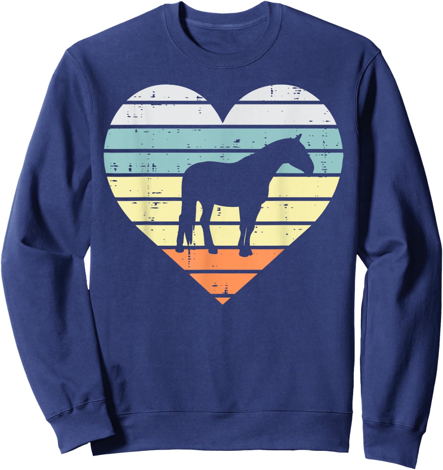 Horse Silhouette Heart Retro Love Equestrian Men Women Girls Sweatshirt - Sweatshirt | Navy