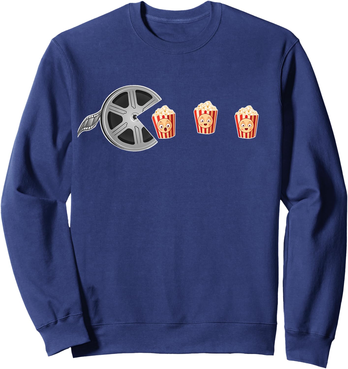 Dibble Dabble Designs Movie Popcorn Film Reel Kids Movie Night Funny Movie , Small, Black Sweatshirt - Sweatshirt | Navy