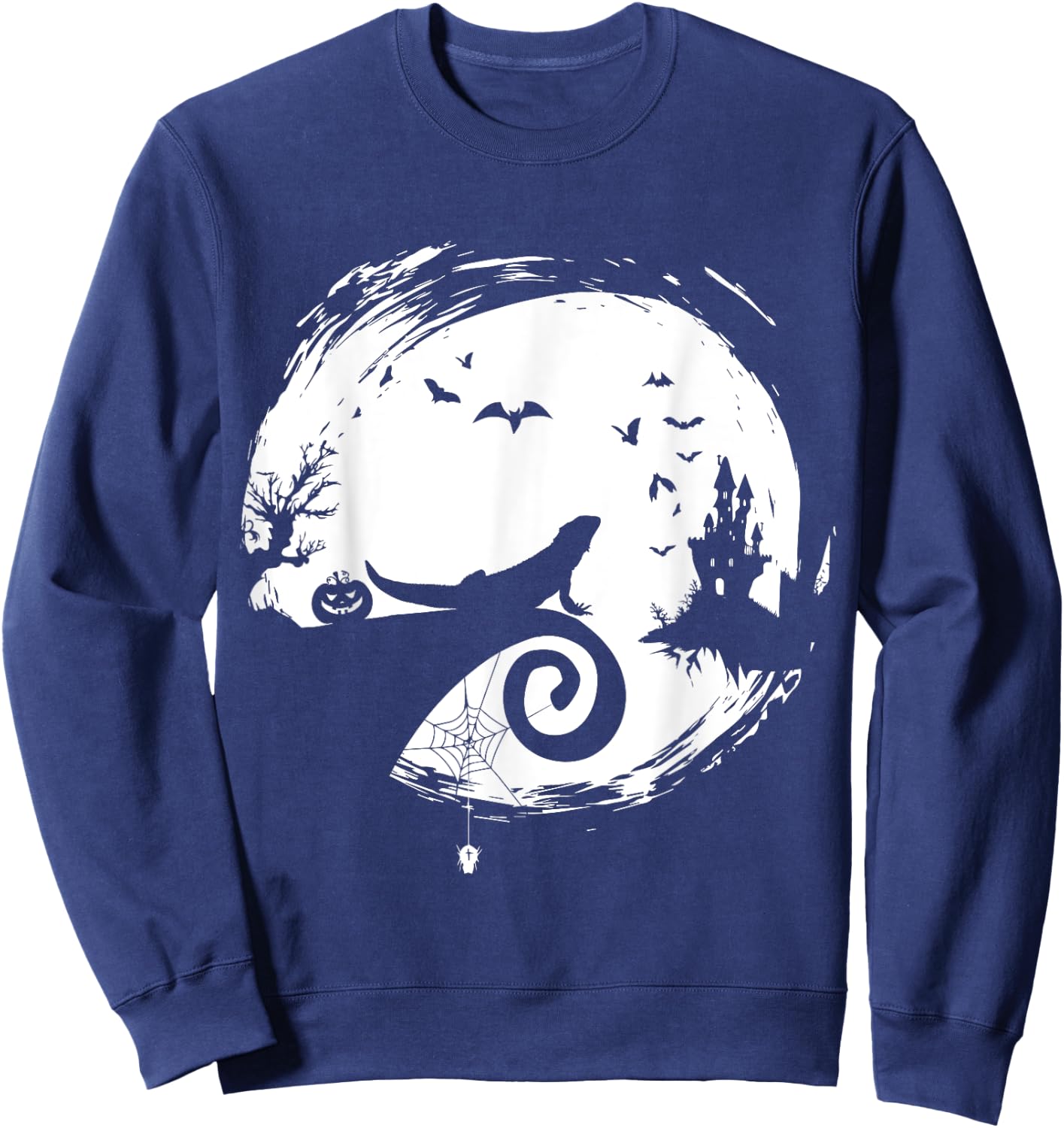 Bearded Dragon Halloween Costume Moon Silhouette Creepy Sweatshirt - Sweatshirt | Navy