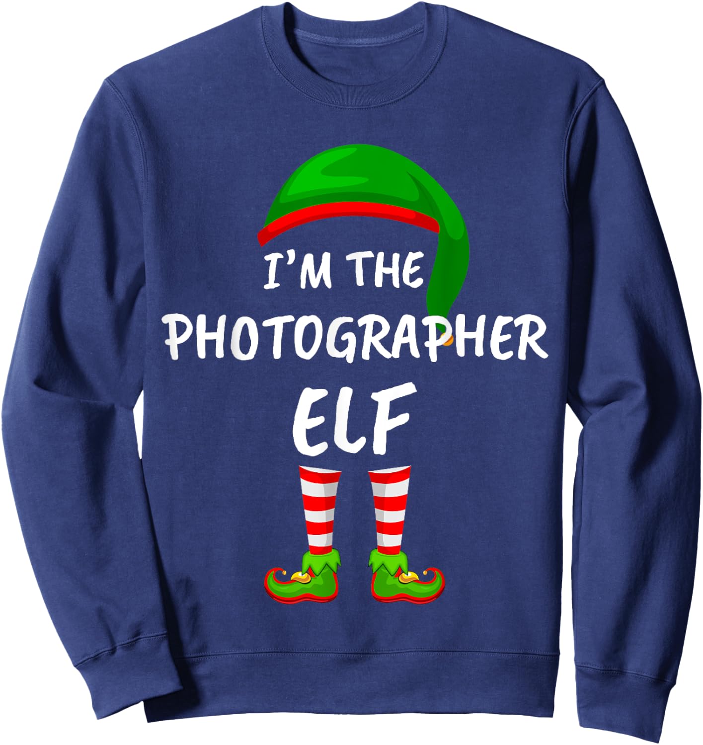 Matching Family I'm The Photographer Elf Christmas Sweatshirt - Sweatshirt | Navy