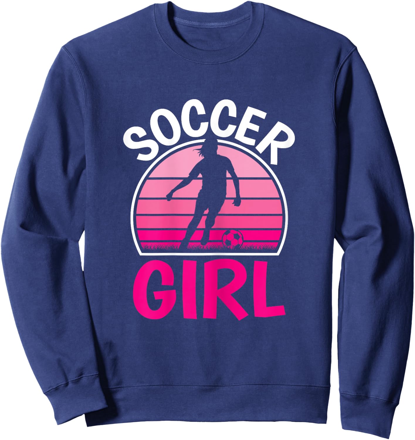Cute Soccer Girl Pink Soccer Player Women Girls Sweatshirt - Sweatshirt | Navy