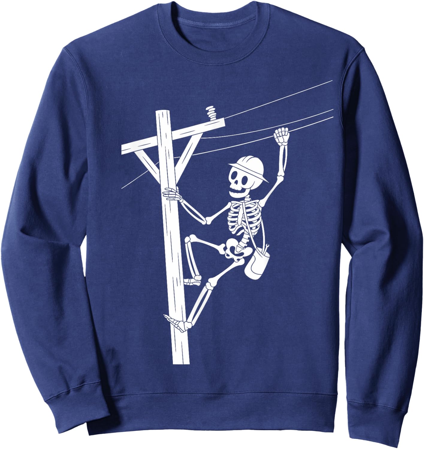 Funny Skeleton Electric Cable Lineman Spooky Halloween Sweatshirt - Sweatshirt | Navy