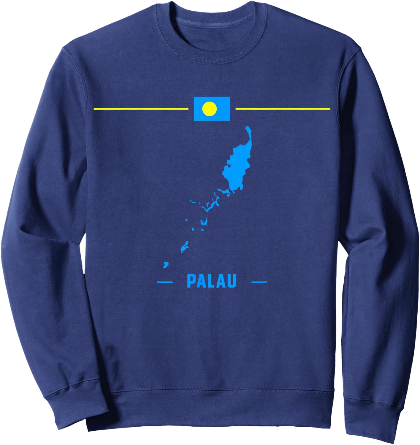 Map of Palau isolated with flag and name of the country Sweatshirt - Sweatshirt | Navy