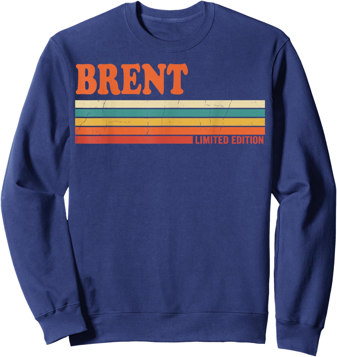 Brent Retro Personalized First Name Vintage Stripes Sweatshirt - Sweatshirt | Navy