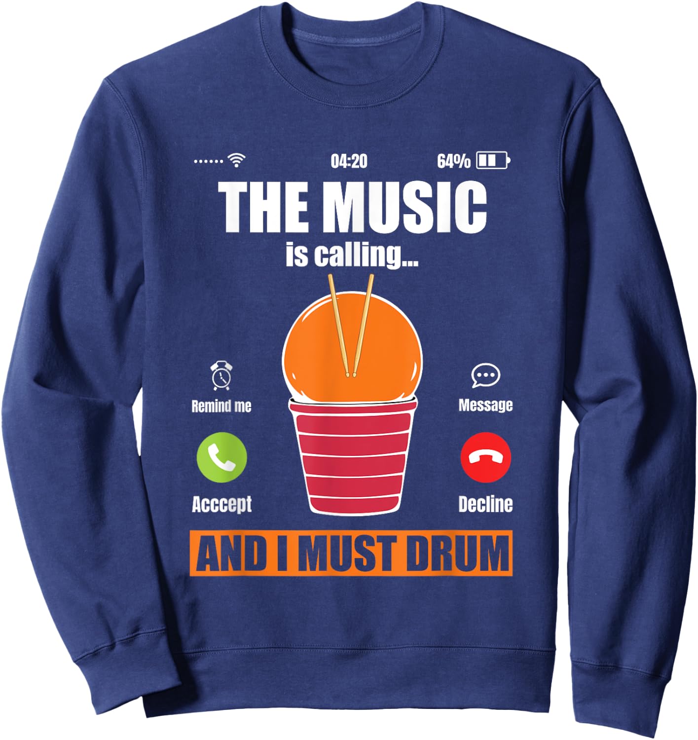 Funny Cardio Drumming Workout Gym Fitness Class Exercise Sweatshirt - Sweatshirt | Navy