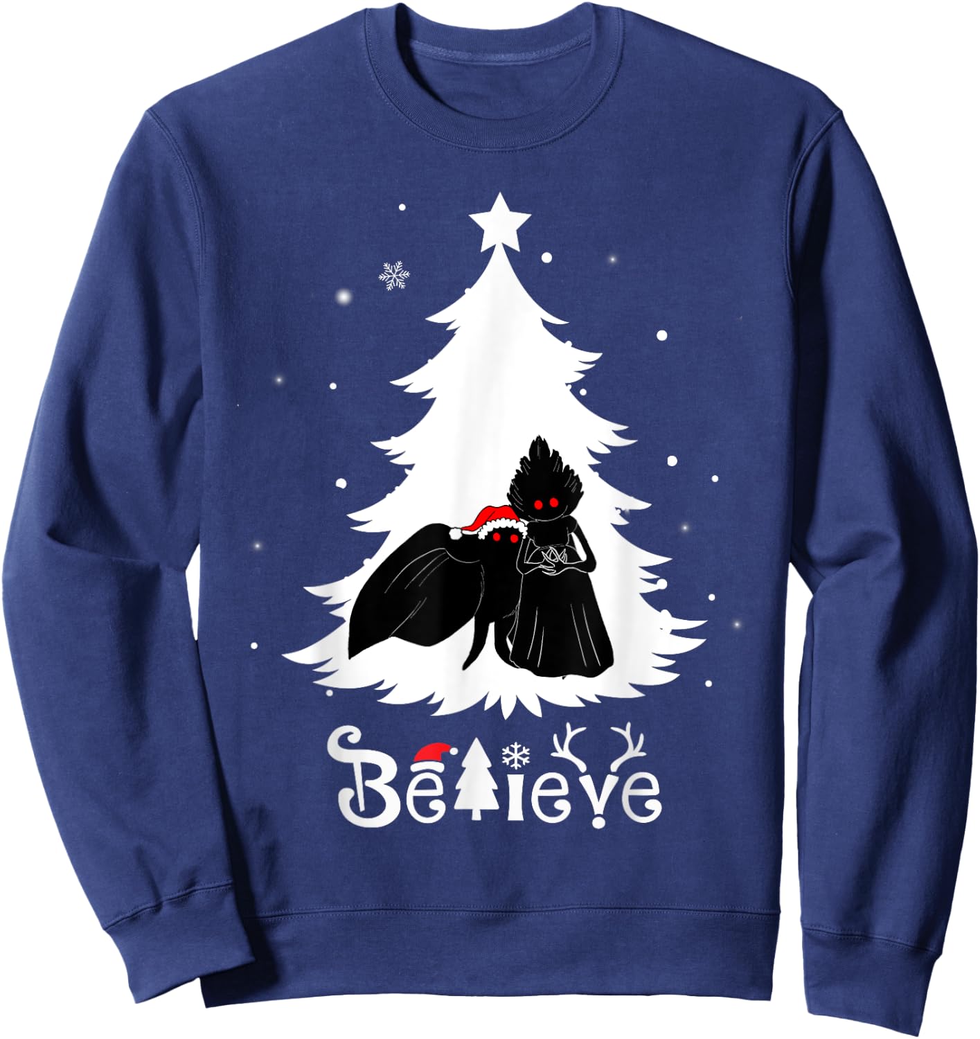 Mothman Flatwoods Monster Christmas Believe Funny Cryptid Sweatshirt - Sweatshirt | Navy