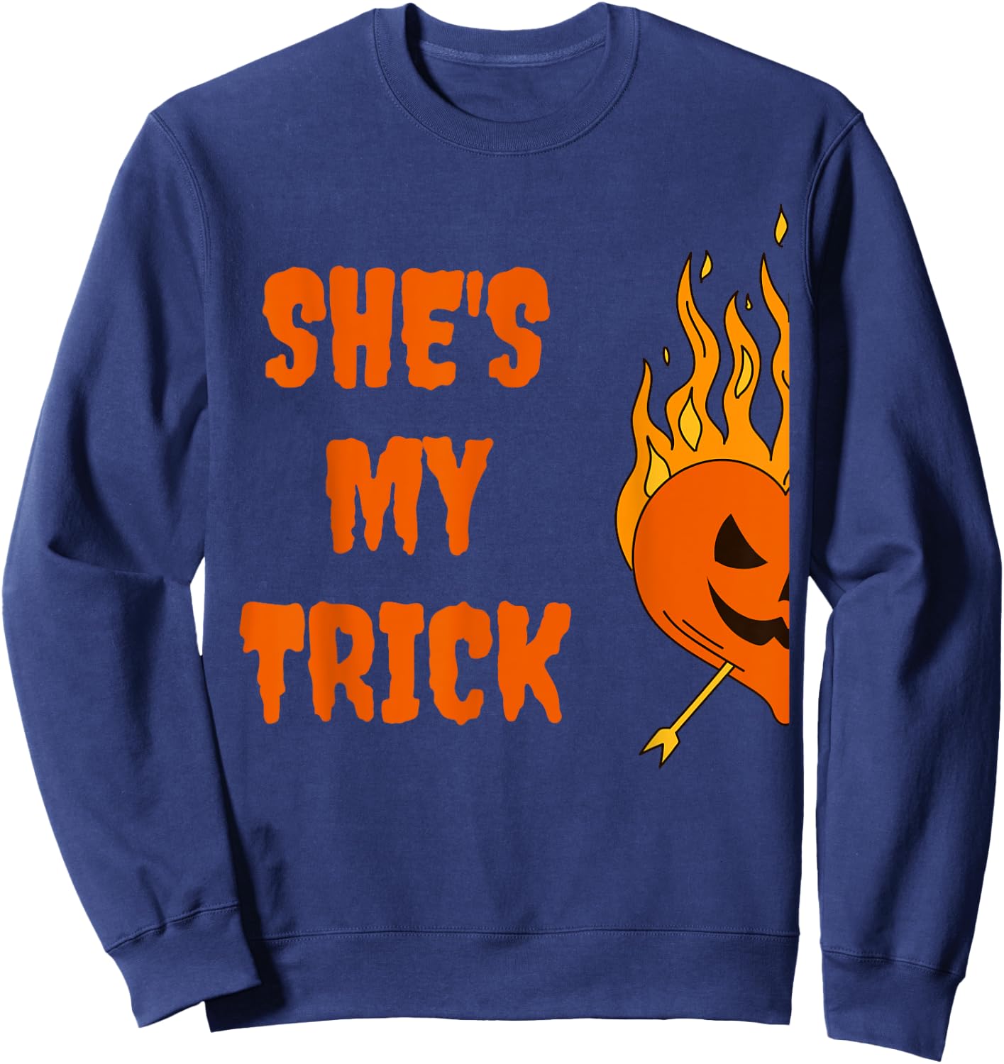 He's My Treat She's My Trick Halloween Matching Set Couples Sweatshirt - Sweatshirt | Navy
