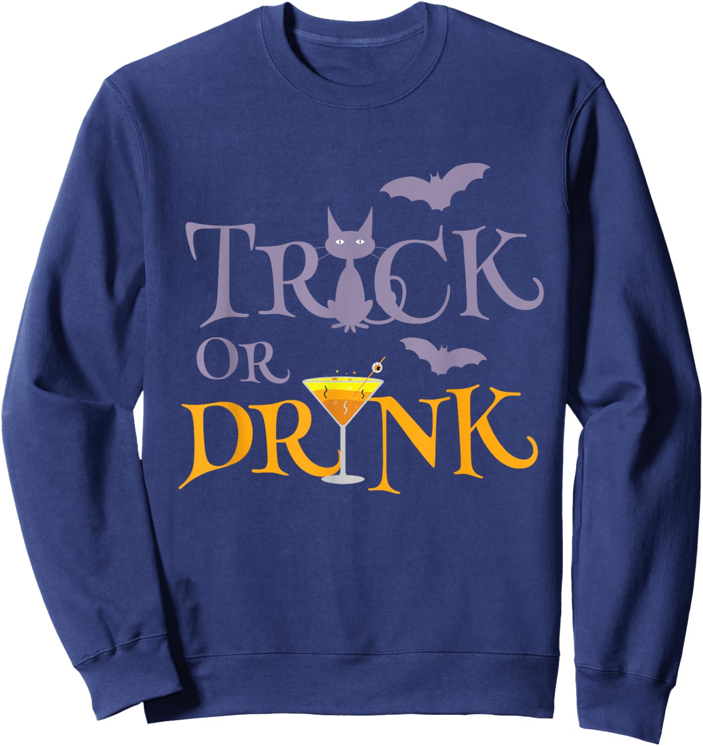 Funny Witch Cocktail Martini Halloween Drink Up Sweatshirt - Sweatshirt | Navy