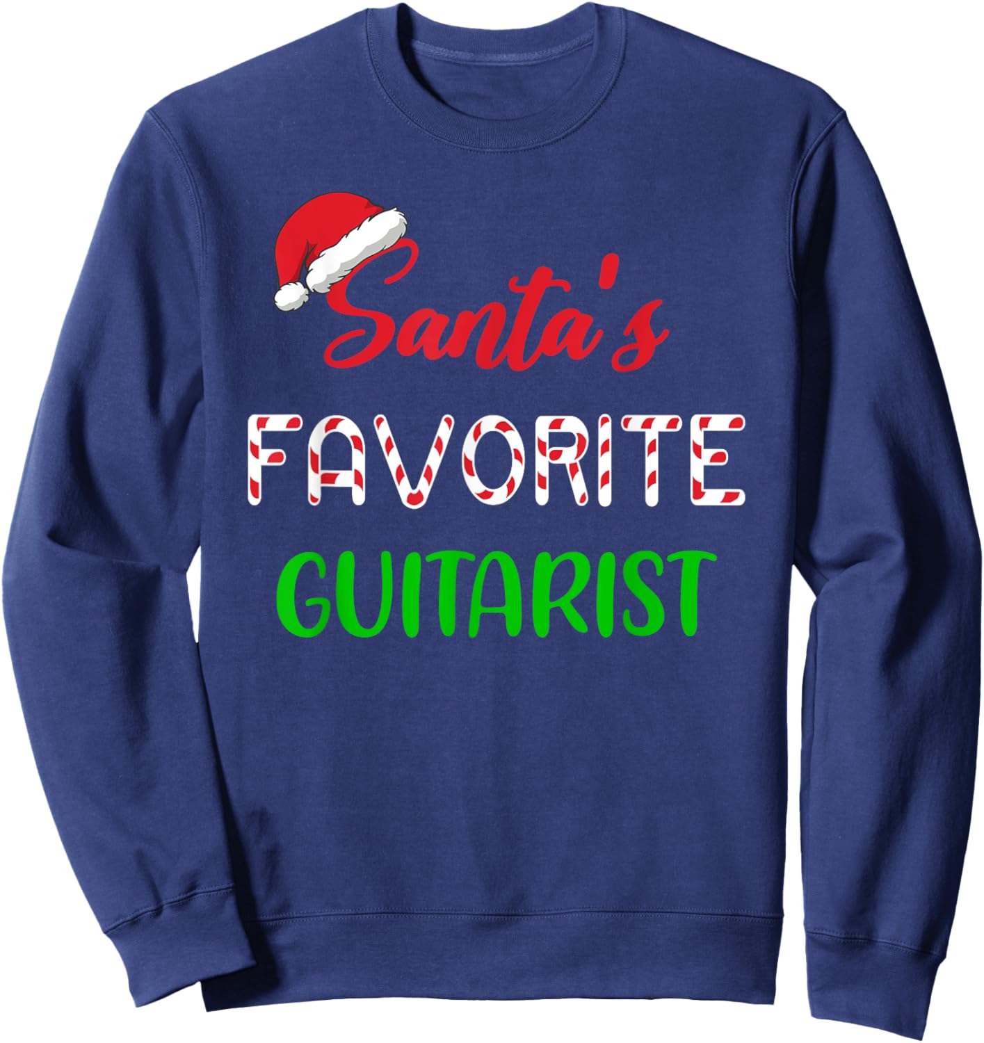 Santas Favorite Guitarist Gift Funny guitar Christmas Pajama Sweatshirt - Sweatshirt | Navy