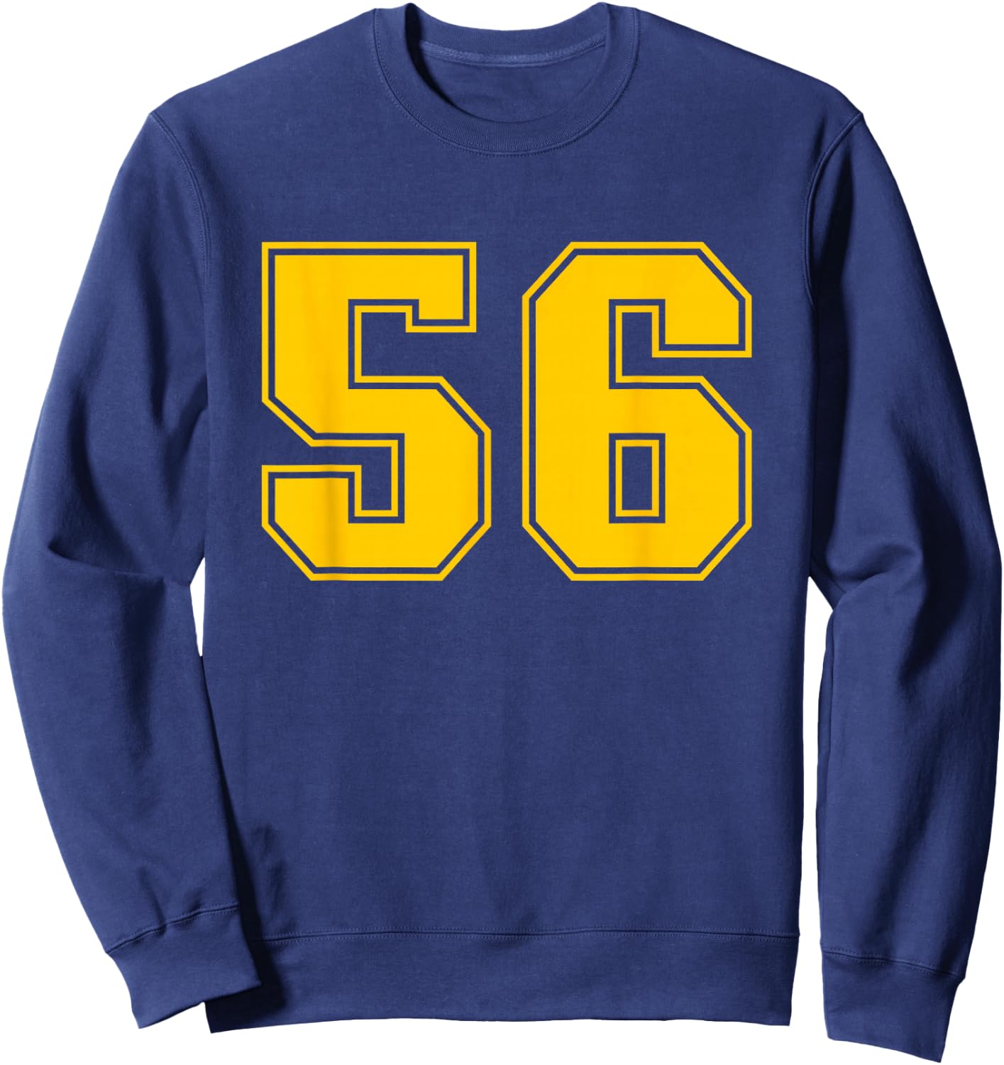 Number #56 Yellow Sports Team Varsity Number Sweatshirt - Sweatshirt | Navy