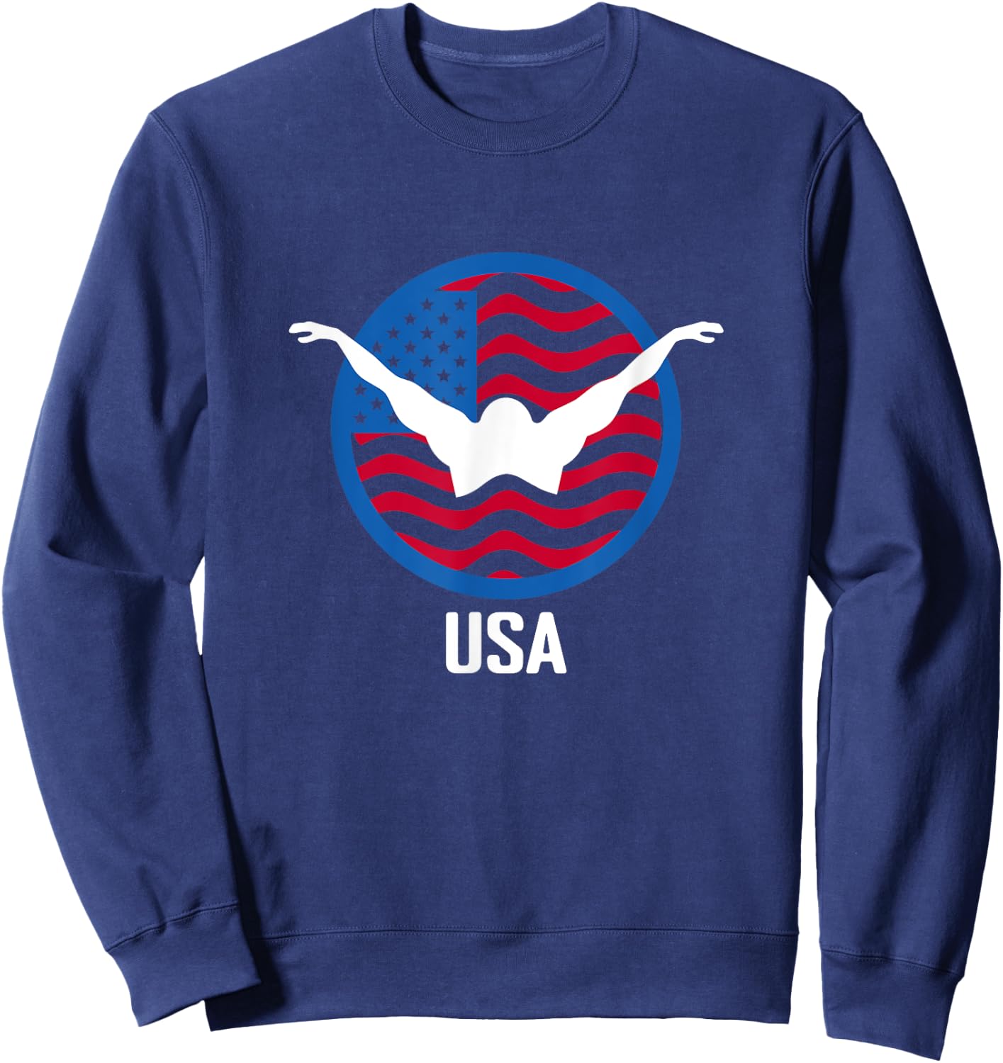 USA Swim Shirt, USA Summer Swimming 2024 Games Men Women Kids Sweatshirt - Sweatshirt | Navy