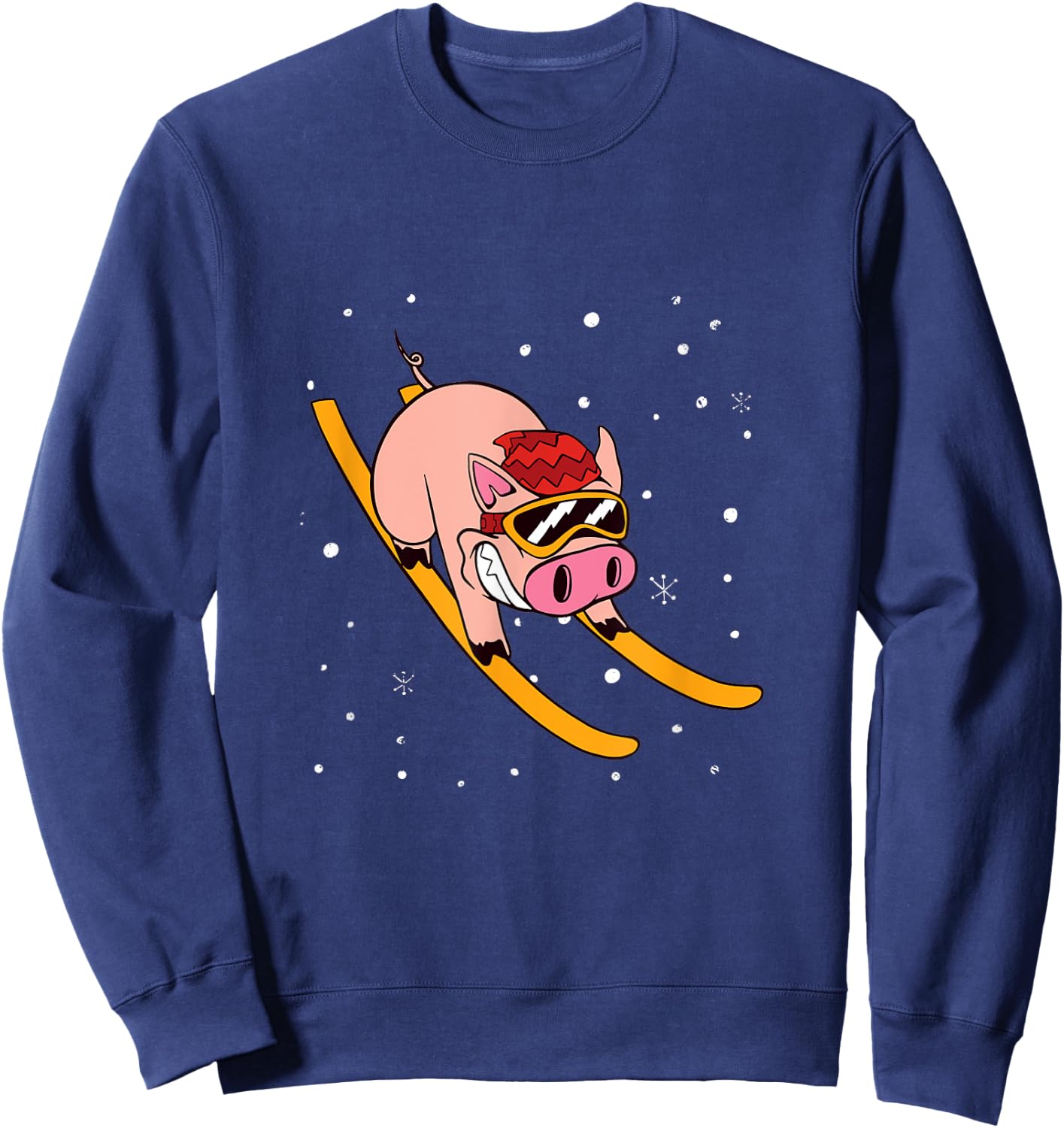 Pig on Skis - Skier Funny Ski Vacation Sweatshirt - Sweatshirt | Navy