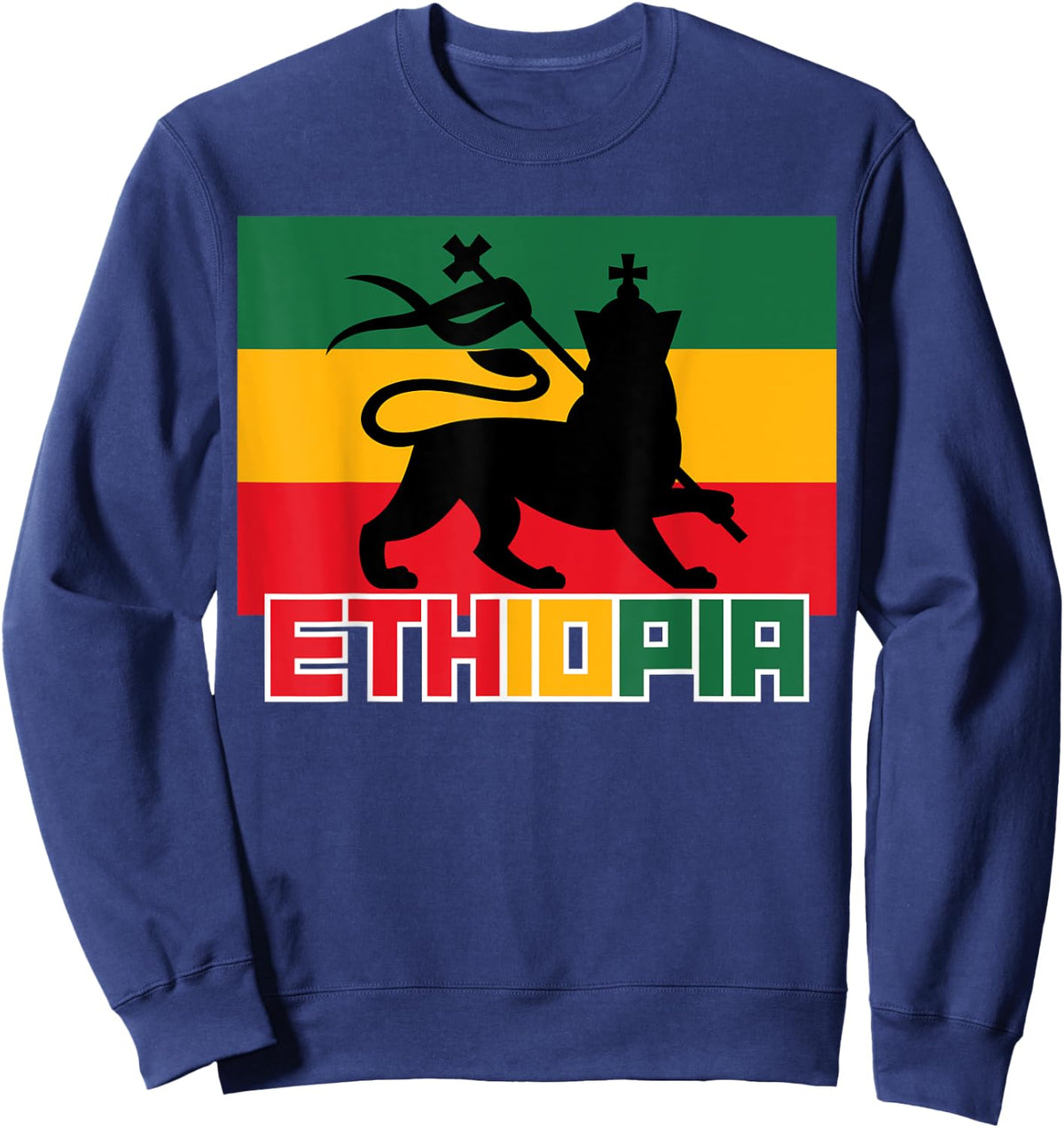 Ethiopia Ethiopian Apparel Lion Of Judah Art Design Sweatshirt - Sweatshirt | Navy