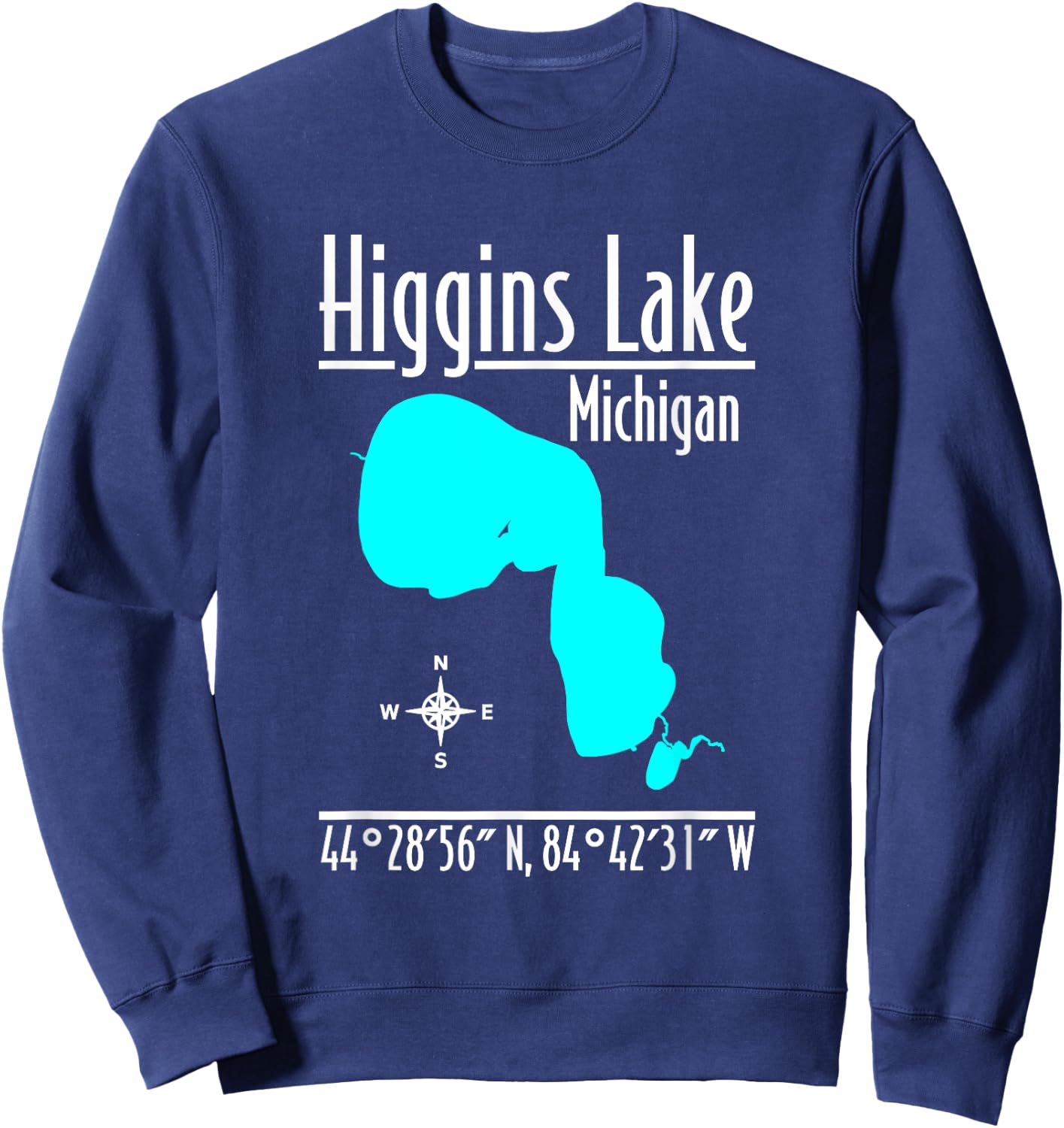 Modern Higgins Lake - Michigan Sweatshirt - Sweatshirt | Navy