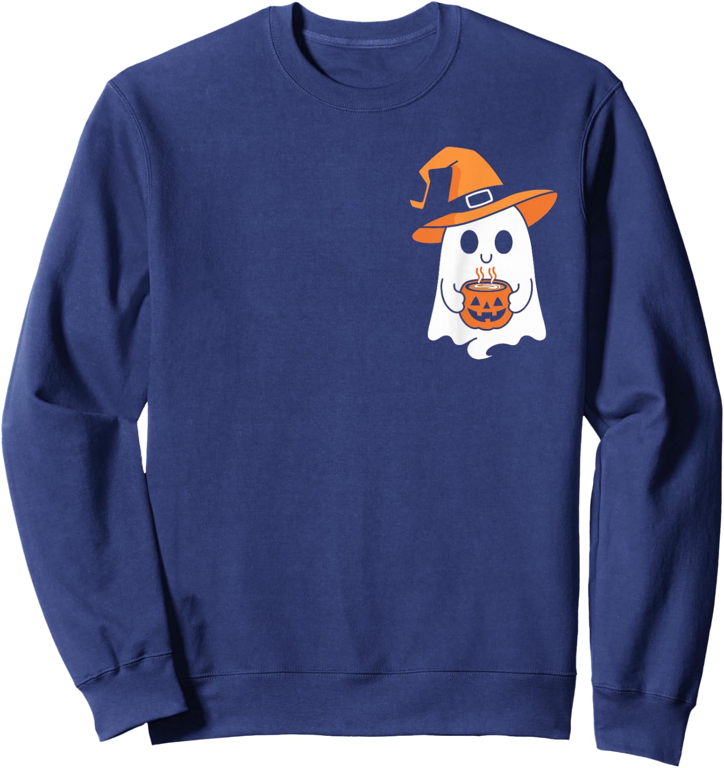 Ghost Drinking Coffee Funny Halloween Costume Coffee Lover Sweatshirt - Sweatshirt | Navy