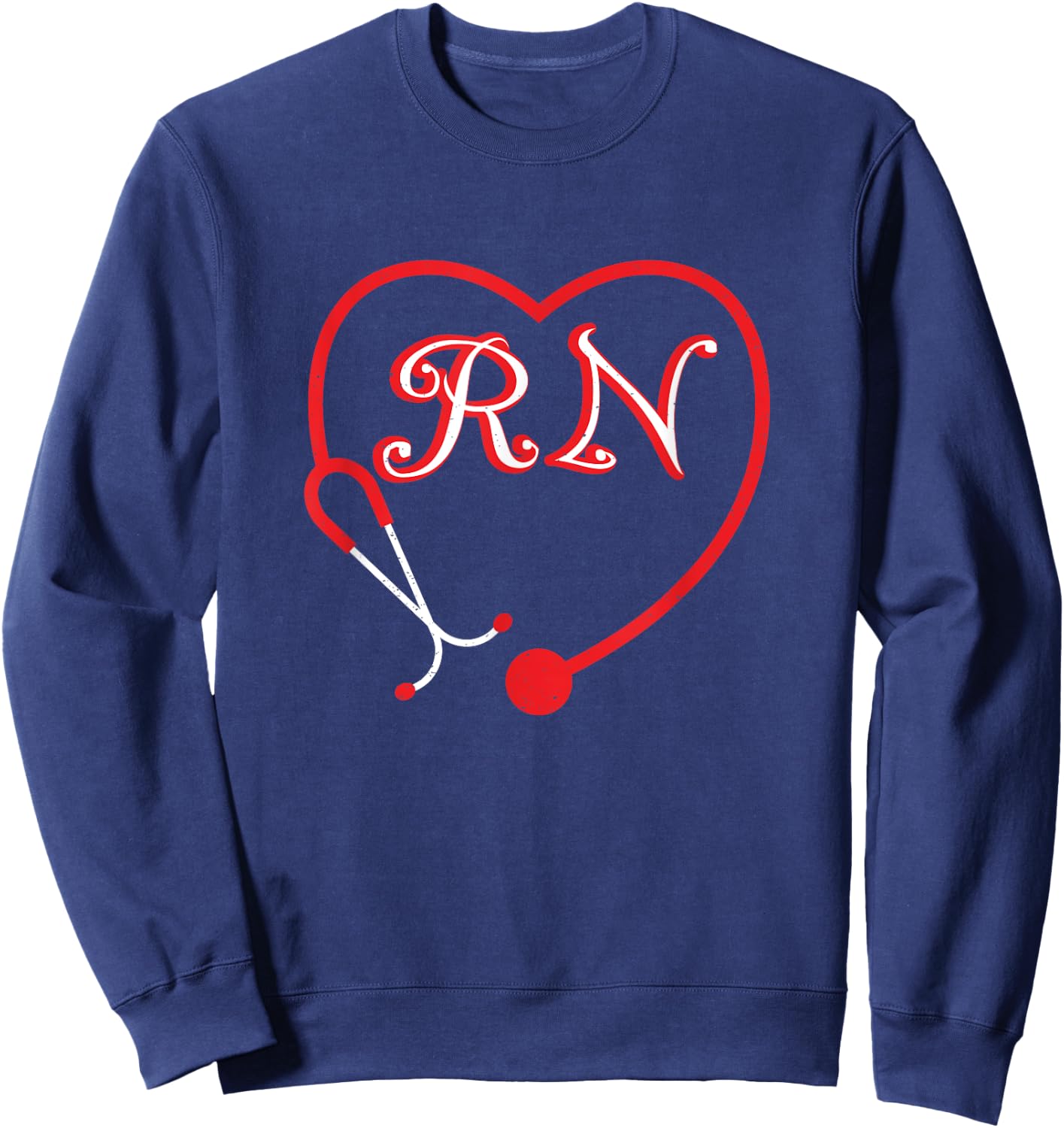 Registered Nurse Valentine's Day Heart stethoscope RN Sweatshirt - Sweatshirt | Navy