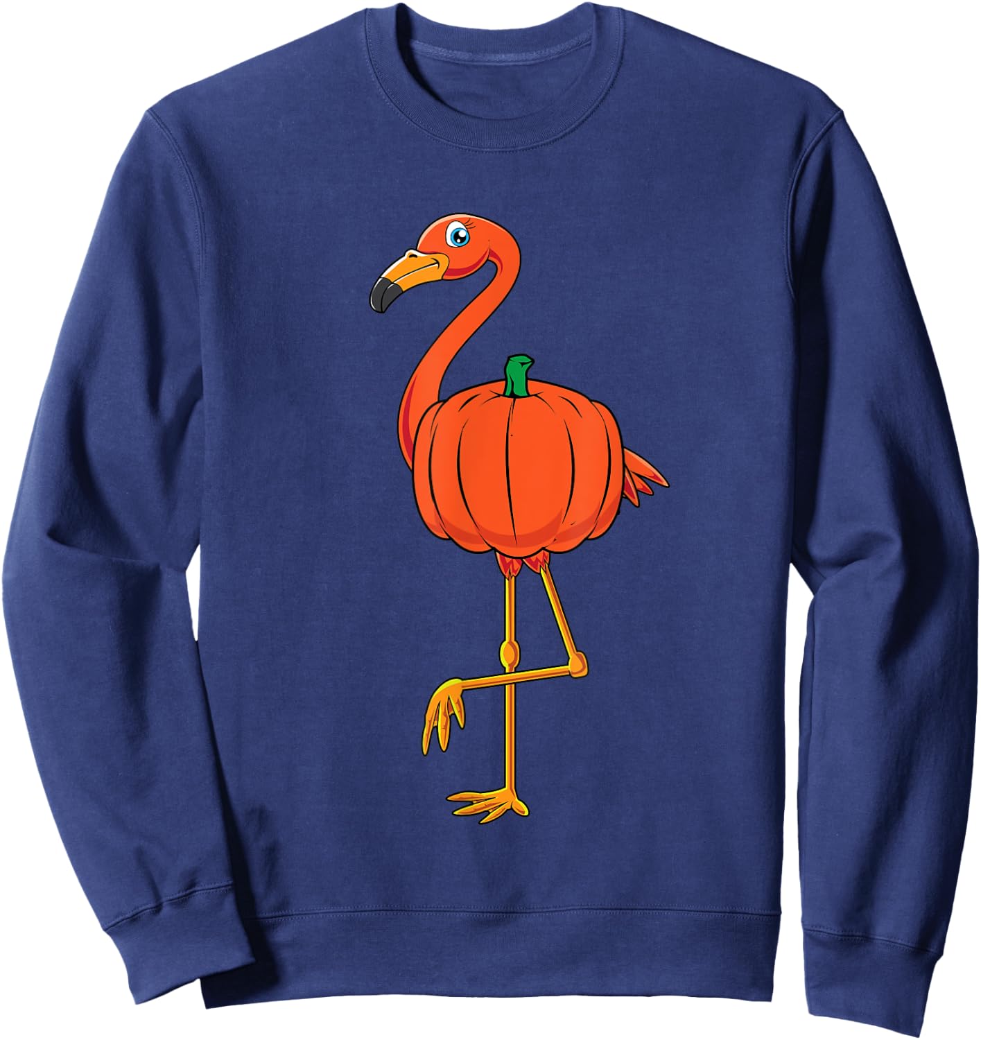 Flamingo Pumpkin Shirt Halloween Cute Flamingo Lover Costume Sweatshirt - Sweatshirt | Navy