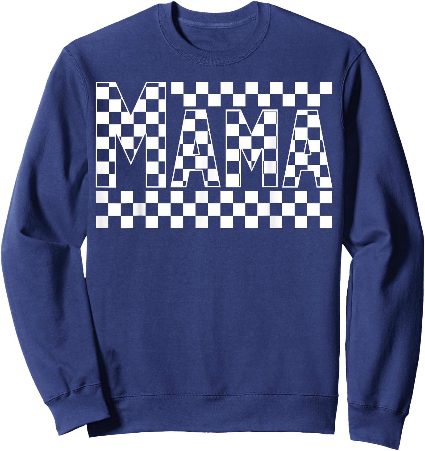 Funny Retro Checkered Mama Vintage Mom Mother's Day Sweatshirt - Sweatshirt | Navy