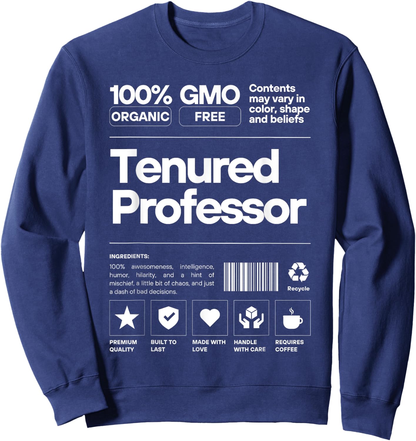 Tenured AF | Professor Promotion | Full Professor 100% Cotton Black Sweatshirt - Sweatshirt | Navy