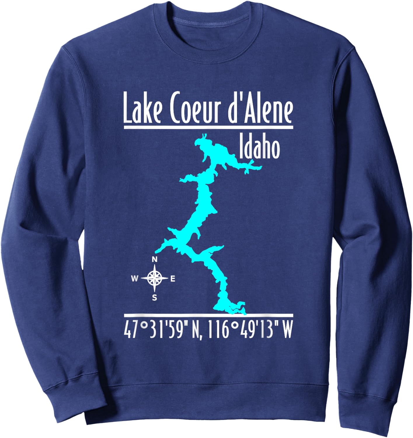 Modern Lake Coeur d'Alene - Idaho Sweatshirt - Sweatshirt | Navy