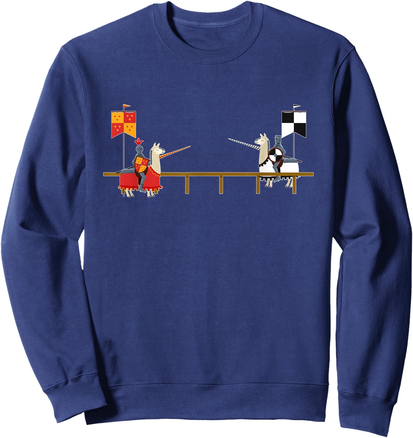 Llama Jousting - Funny Medieval Knight Lance Sweatshirt - Sweatshirt | Navy
