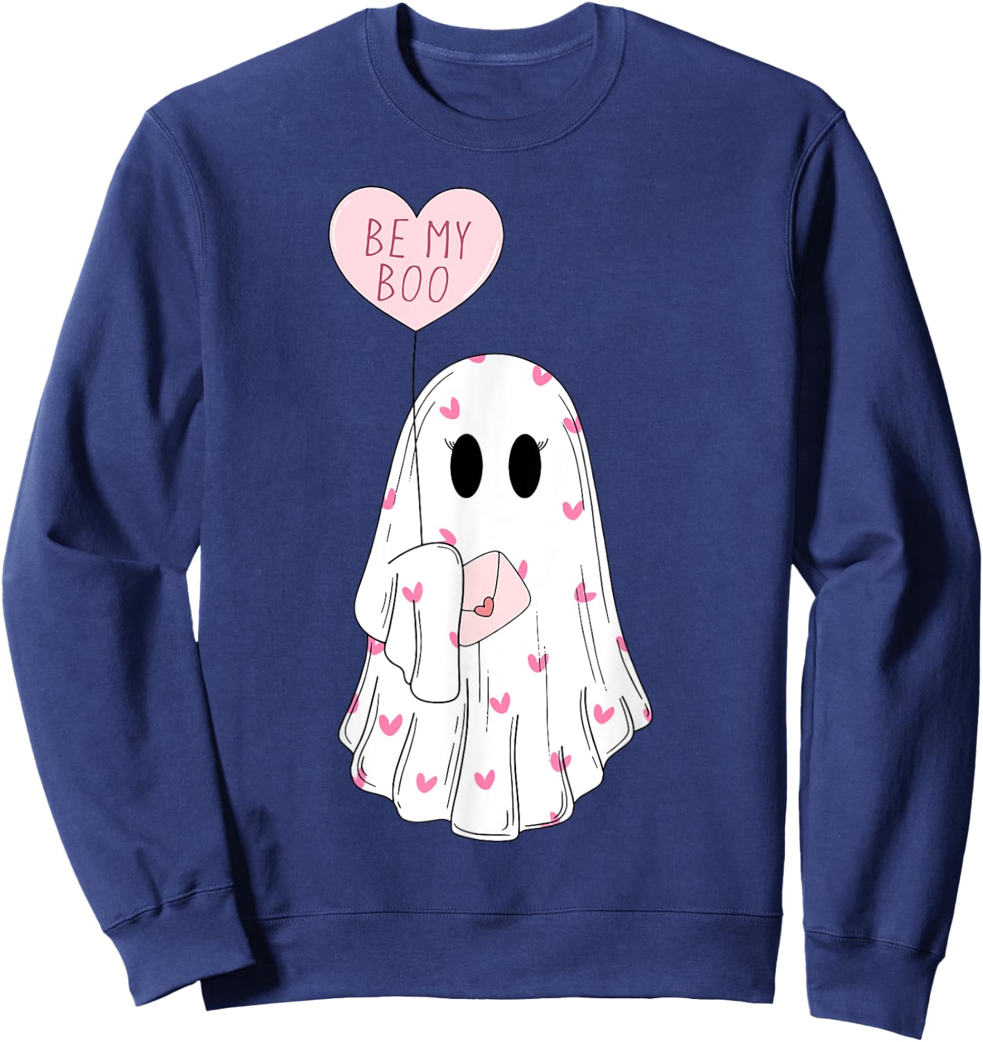 Be My Boo Ghost Funny Valentines Day Sweatshirt - Sweatshirt | Navy