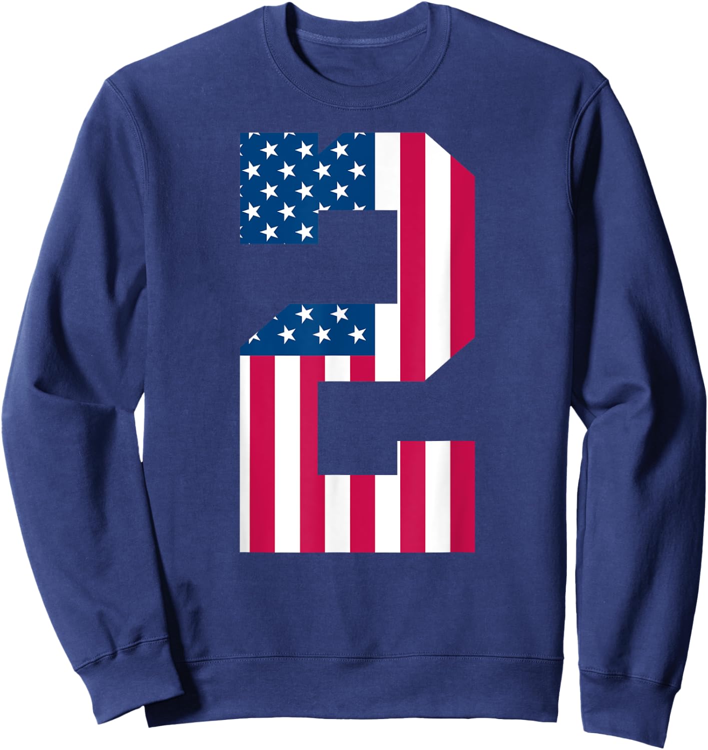 Fun 2nd Birthday US American Flag 2nd Of July Boy 2 Year Old Sweatshirt - Sweatshirt | Navy