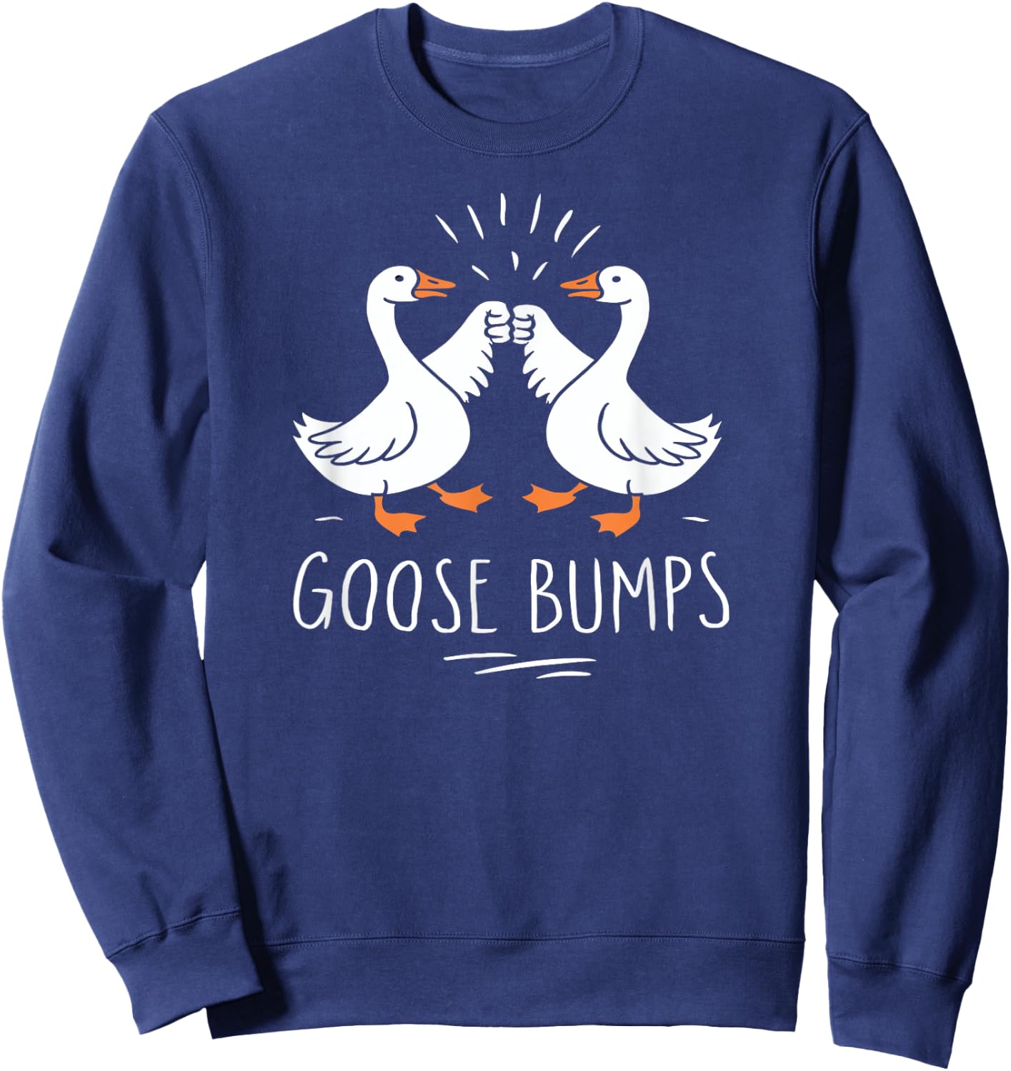 Goose Bumps Cute Funny Geese Fist Bump Pun Kids Sweatshirt - Sweatshirt | Navy