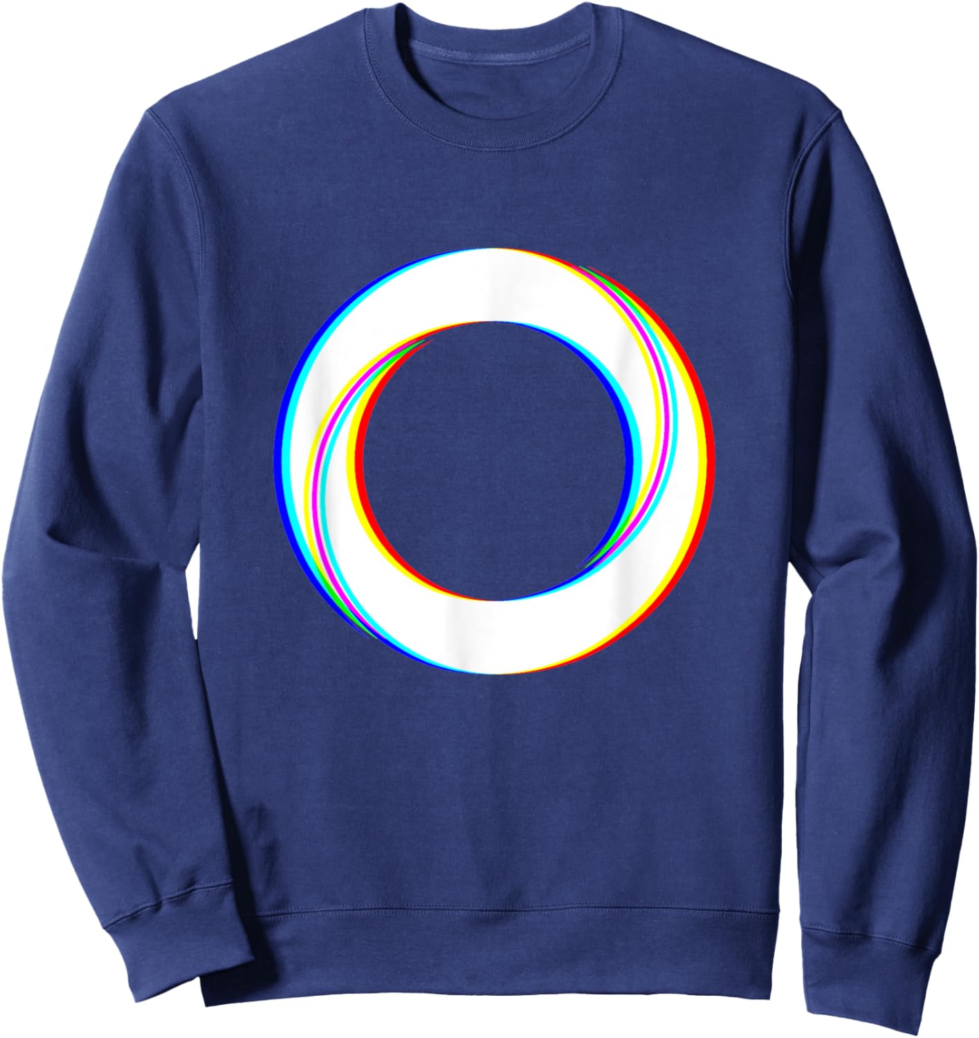 Trippy Geometric Circle Shape Abstract Optical Illusion EDM Sweatshirt - Sweatshirt | Navy