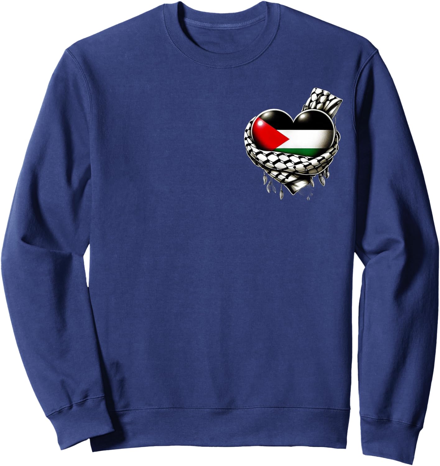 Palestine Heart Flag Palestinian Keffiyeh Palestine Sweatshirt - Sweatshirt | Navy