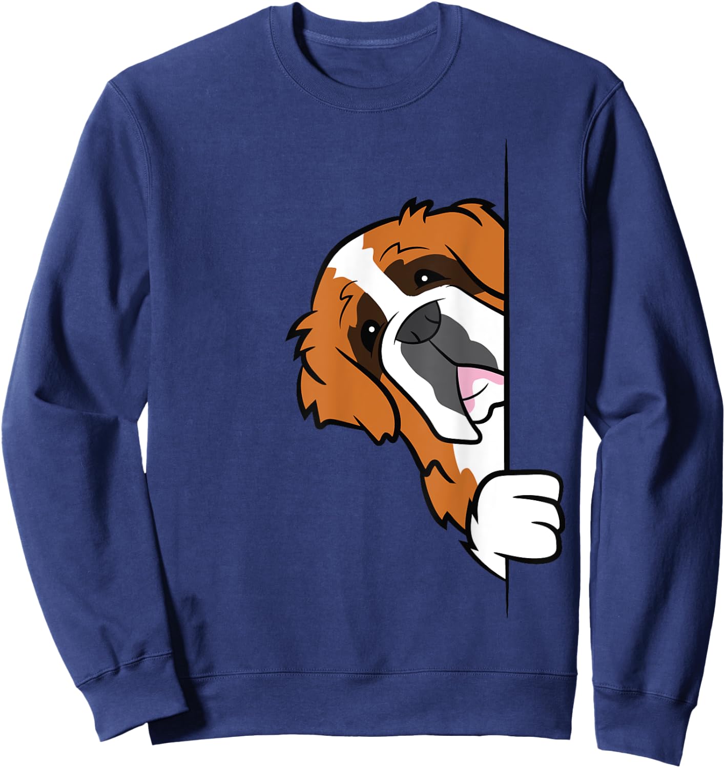 Cute Saint Bernard Dog Peeking From Side Funny Saint Bernard Sweatshirt - Sweatshirt | Navy